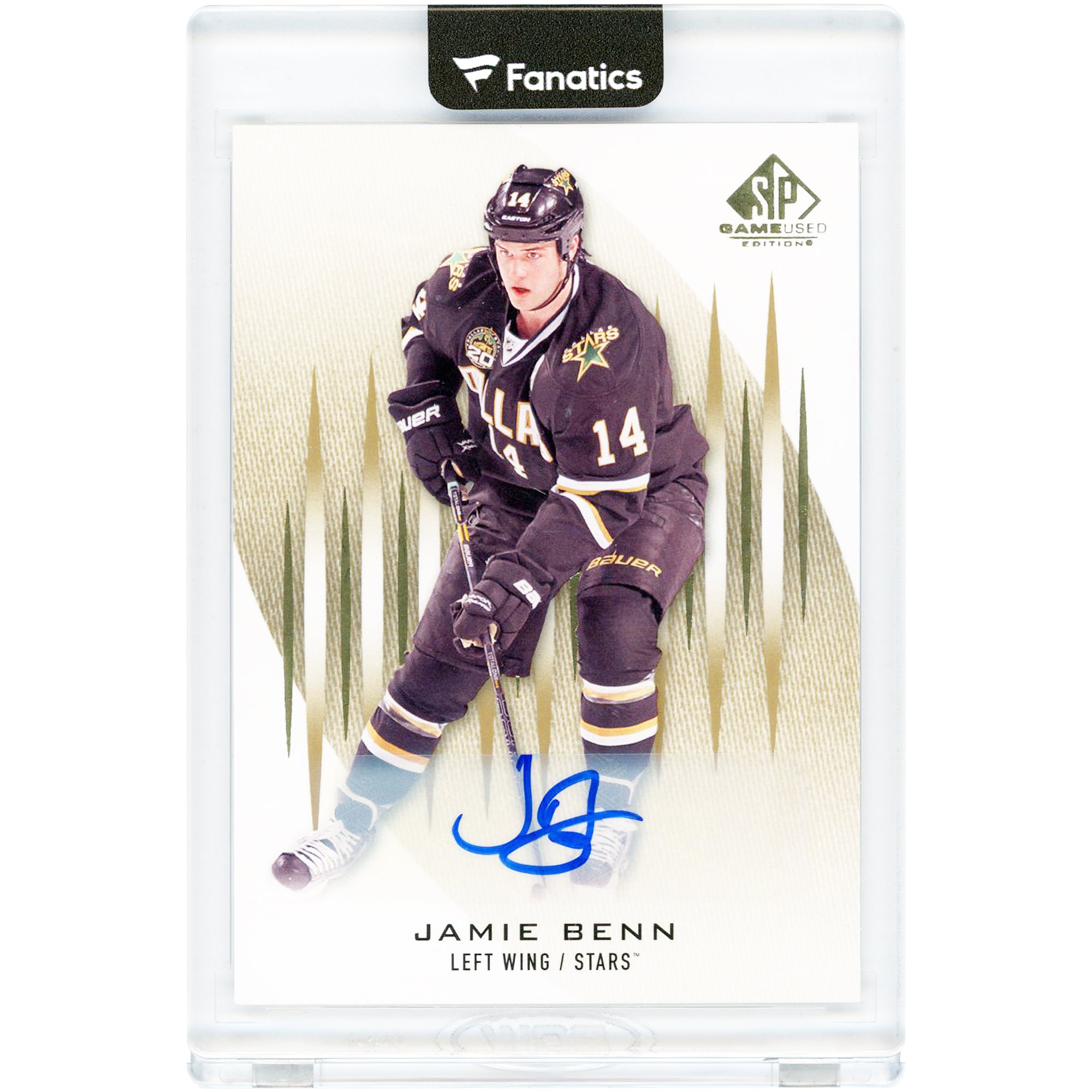 Carte autographiée Jamie Benn des Stars de Dallas, saison 2013-2014, Upper Deck SP, utilisée en match, numéro 72