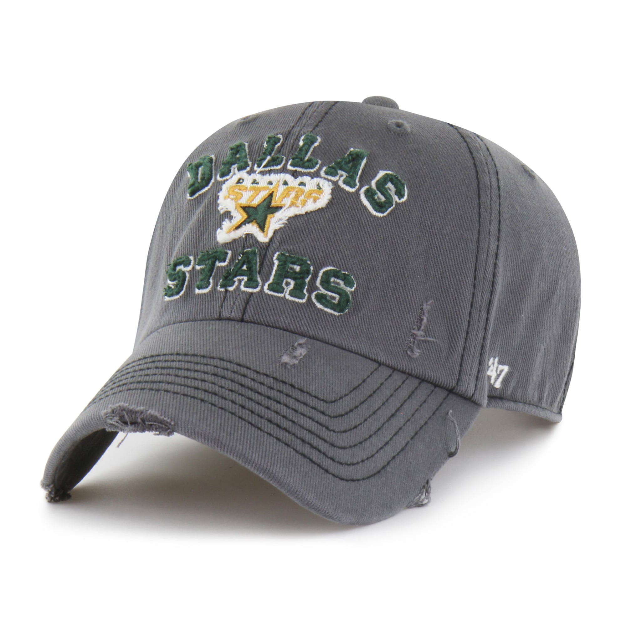 Men's '47 Black Dallas Stars Seymoore Distressed Applique Clean Up Adjustable Hat