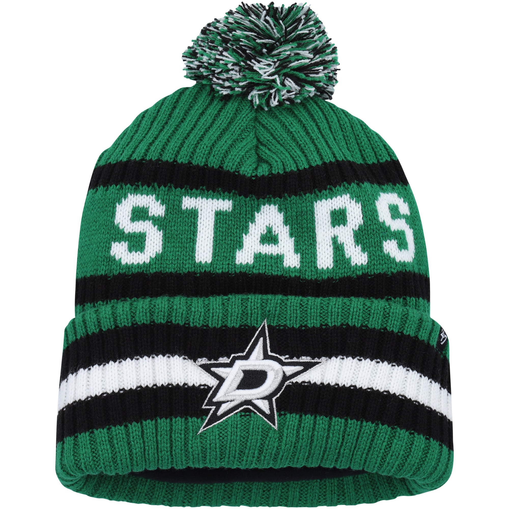 Bonnet en tricot à revers pour homme '47 Kelly Green Dallas Stars Bering avec pompon