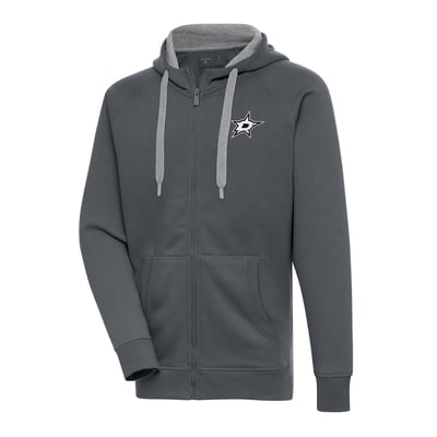 Dallas Stars Antigua Metallic Logo Victory Full-Zip Hoodie - Charcoal