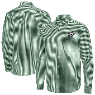 Dallas Stars Antigua Ellis Tri-Blend Long Sleeve Button-Down Shirt - Hunter Green