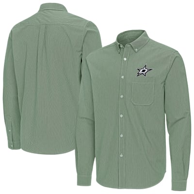 Dallas Stars Antigua Porter Woven Tri-Blend Long Sleeve Button-Down Shirt - Hunter Green