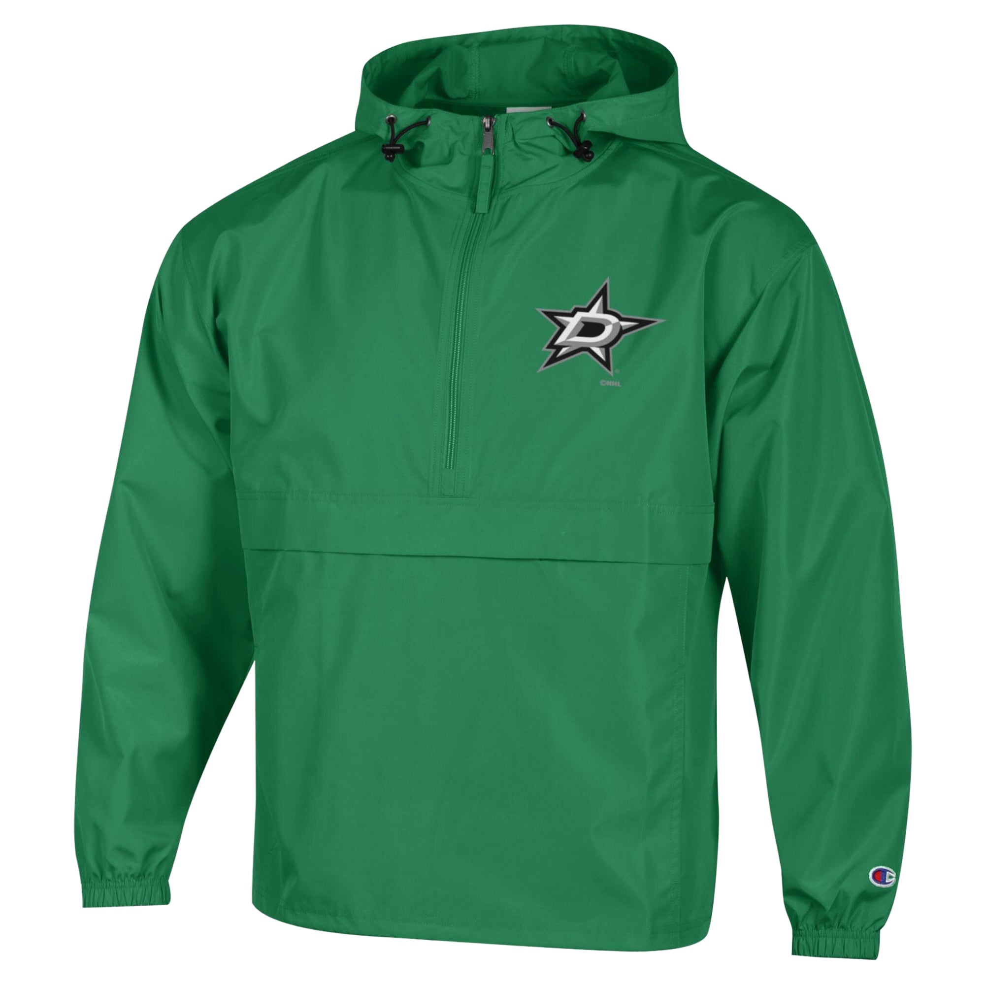 Men's Champion Kelly Green Dallas Stars Packable Windbreaker Half-Zip Jacket