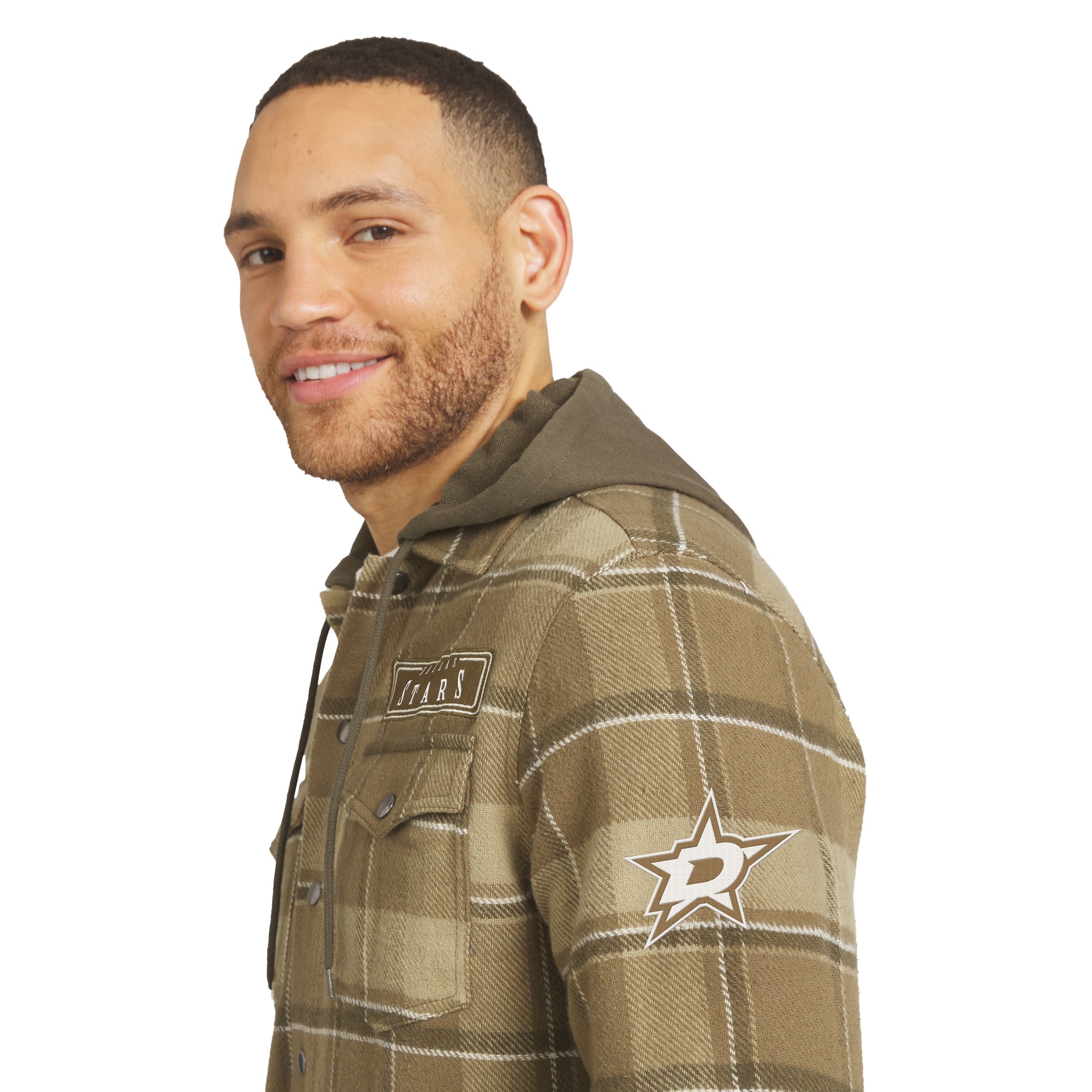 Men's Darius Rucker Collection by Fanatics  Brown Dallas Stars Woven Hooded Full-Snap Shacket