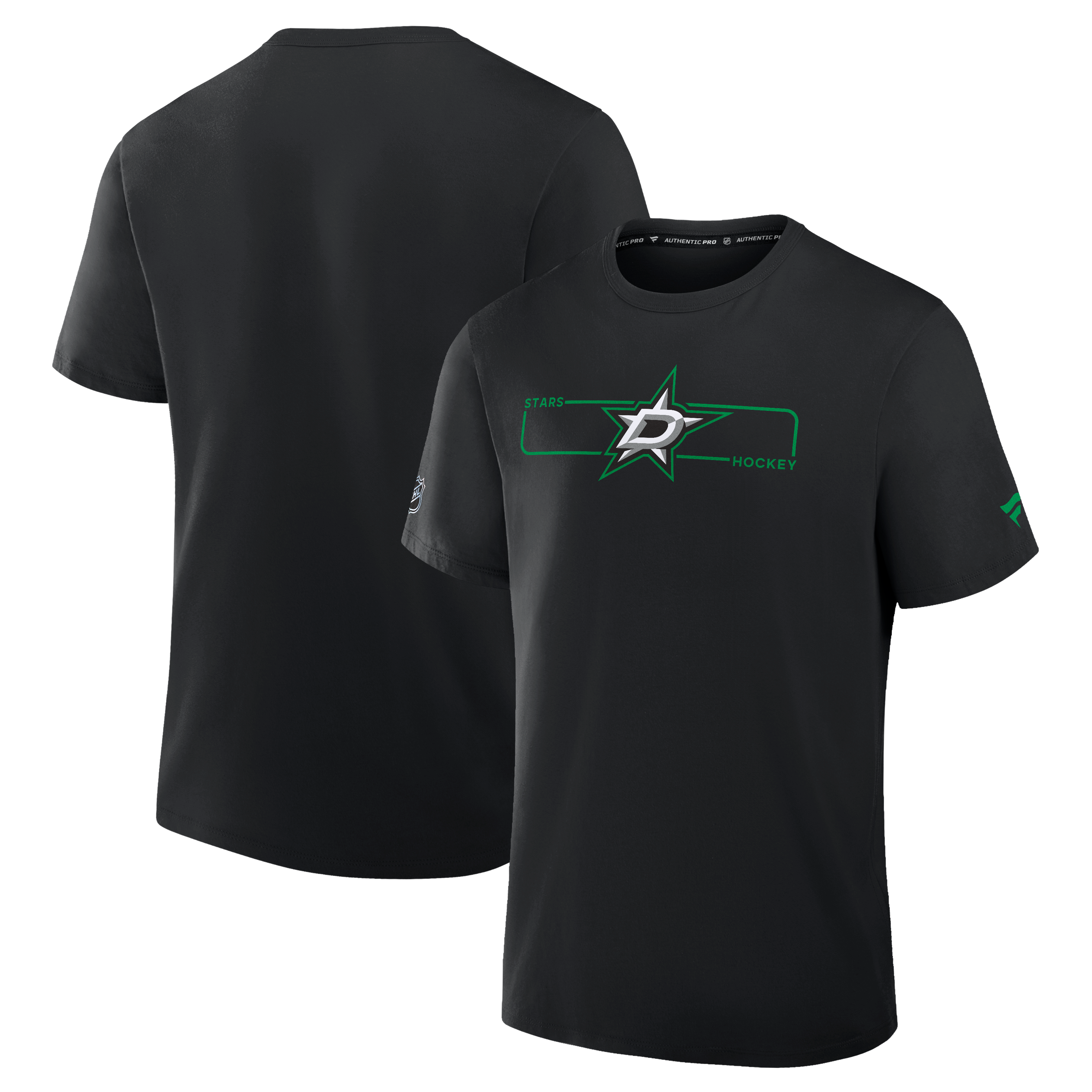 Men's Fanatics Black Dallas Stars Authentic Pro Primary Logo T-Shirt