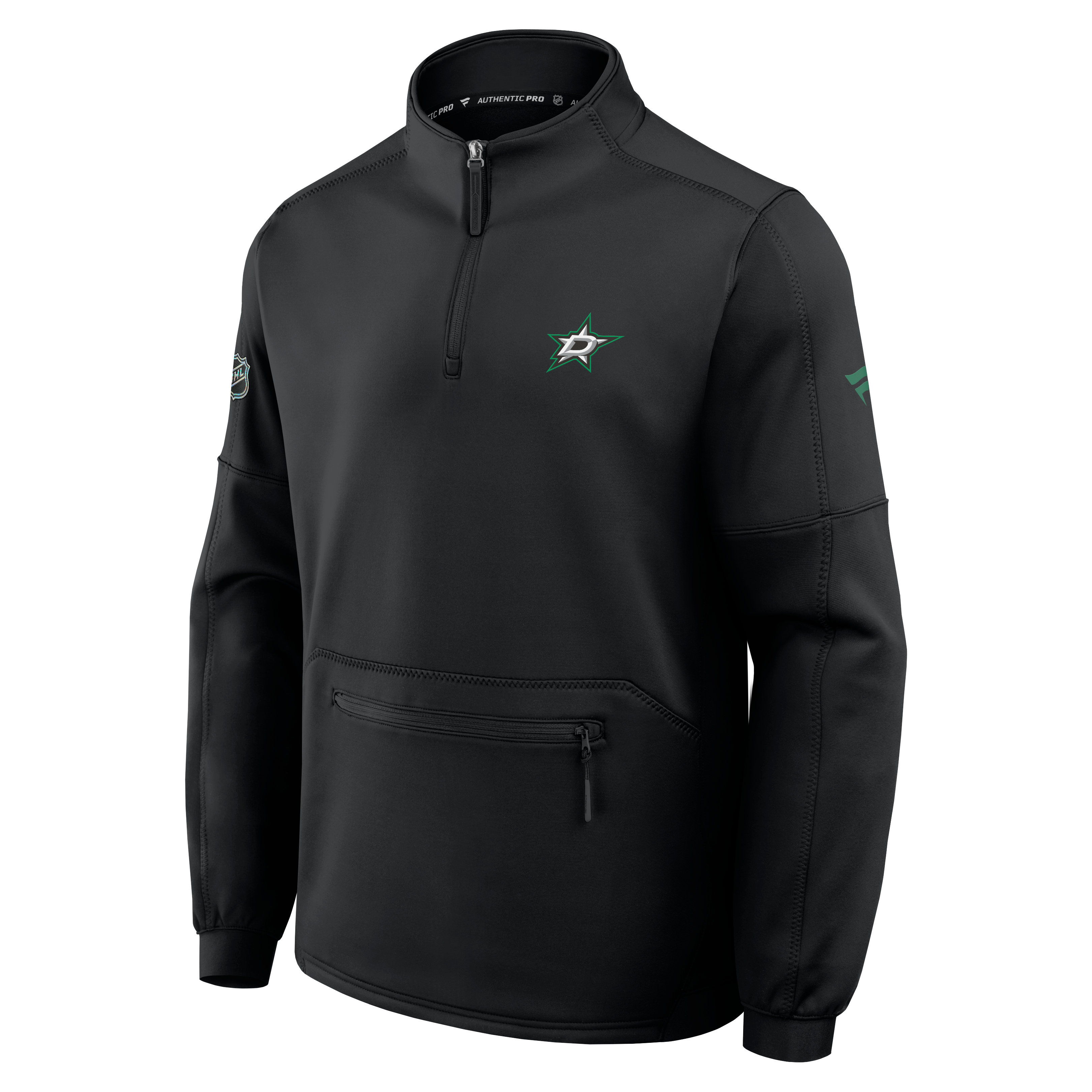 Men's Fanatics Black Dallas Stars Authentic Pro Rink Fleece Quarter-Zip Pullover