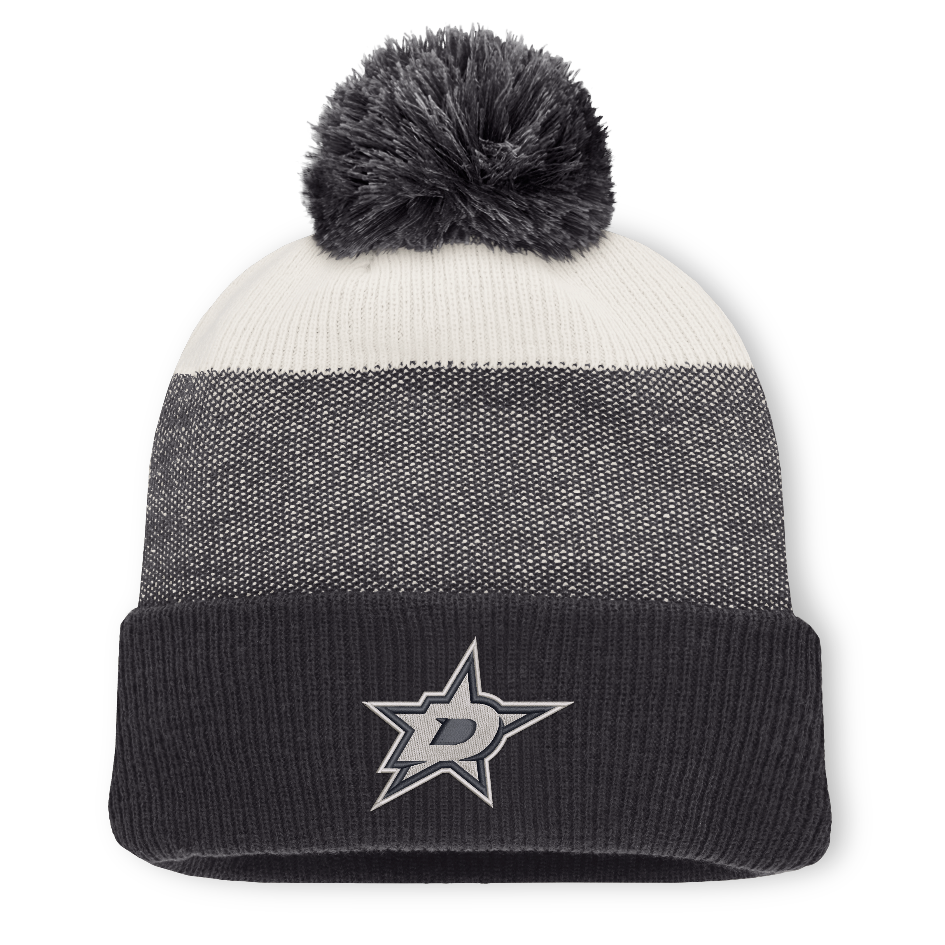 Men's Fanatics Black/Light Beige Dallas Stars Monochrome Cuffed Knit Hat with Pom