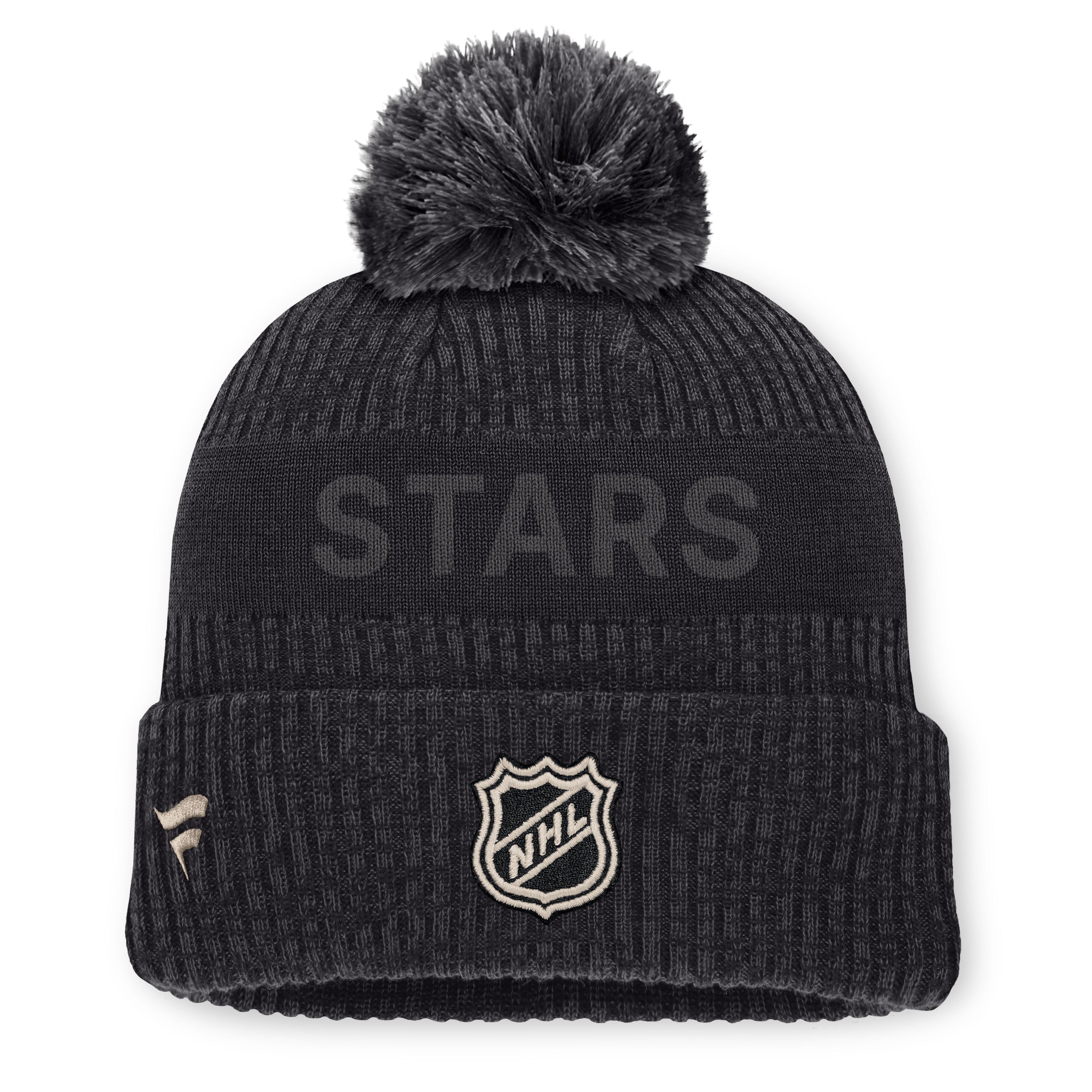 Bonnet à revers Fanatics pour homme, couleur anthracite, Dallas Stars Road Phantom, avec pompon
