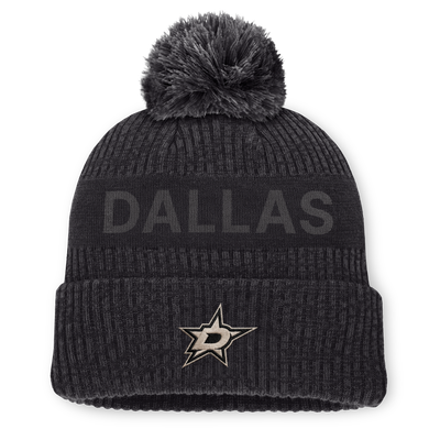 Dallas Stars Fanatics Road Phantom Cuffed Knit Hat with Pom - Charcoal