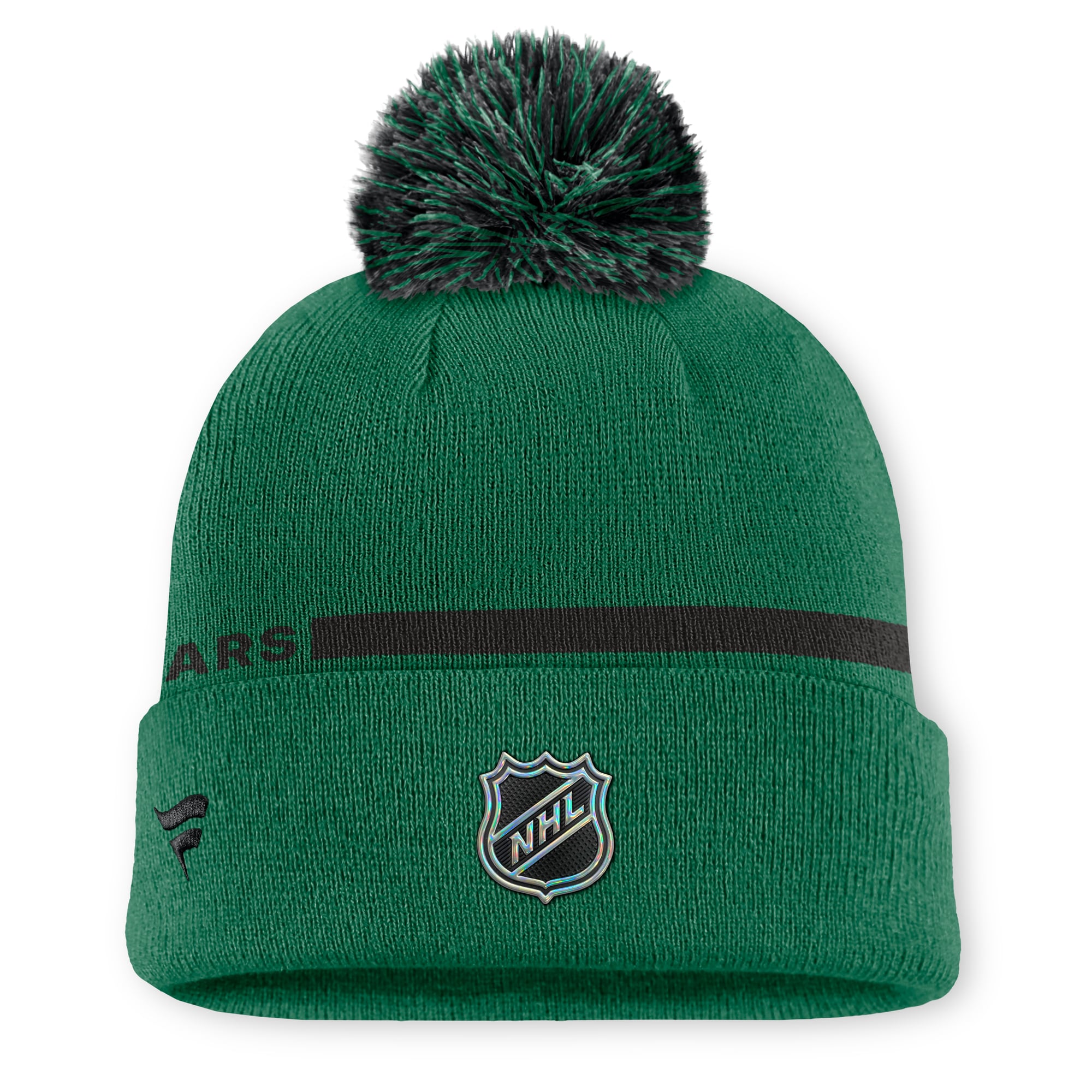 Bonnet à revers vert authentique Dallas Stars pour homme, avec pompon