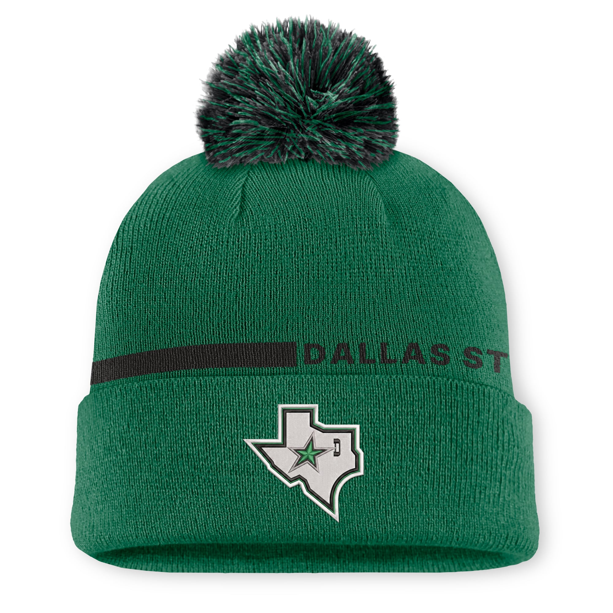 Bonnet à revers vert authentique Dallas Stars pour homme, avec pompon
