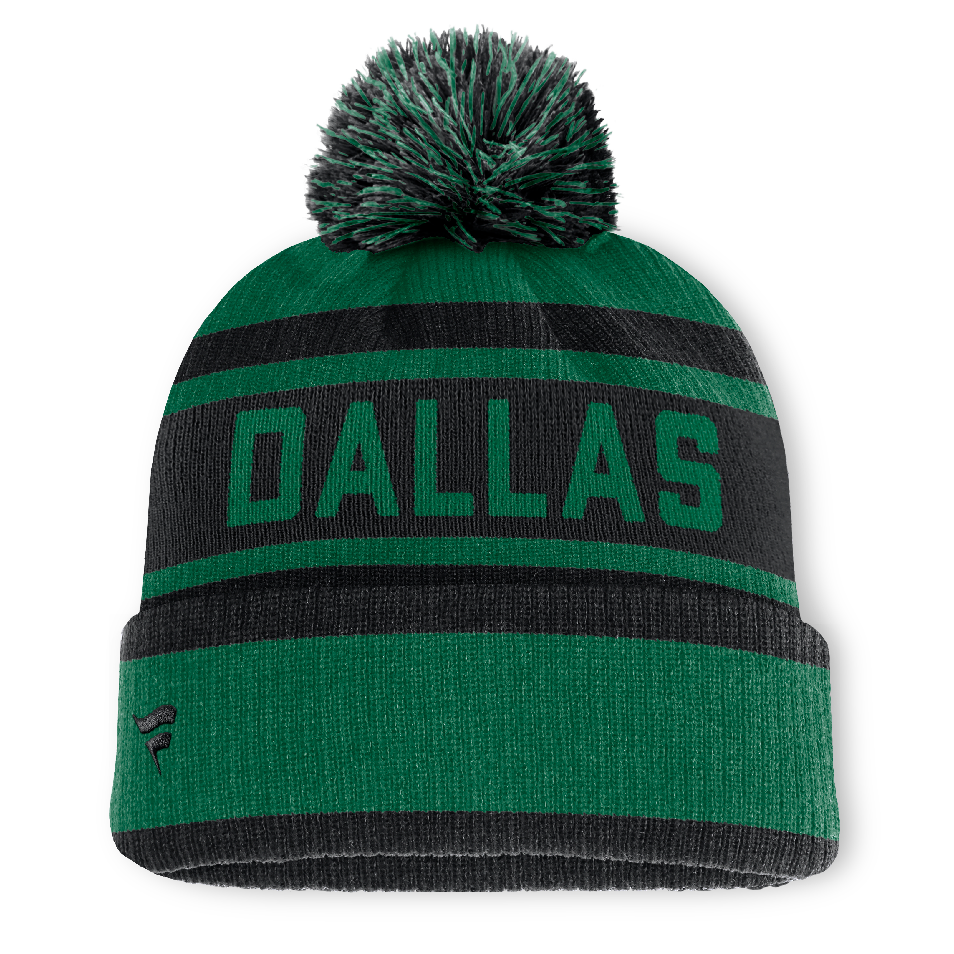 Bonnet à revers vert et noir Dallas Stars Fundamental pour homme, avec pompon, de la marque Fanatics.
