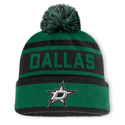 Dallas Stars Fanatics Fundamental Cuffed Knit Hat with Pom - Green/Black