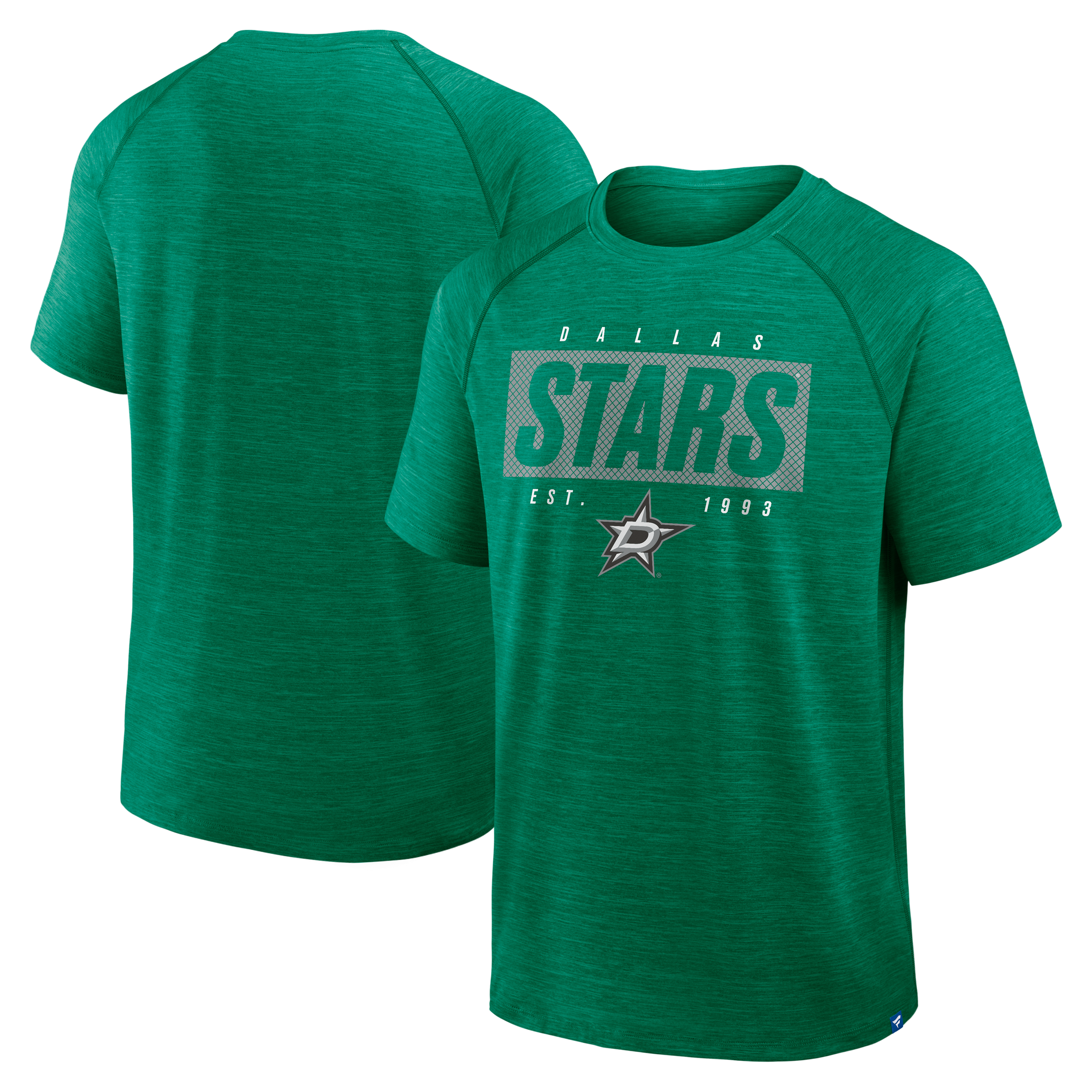 Men's Fanatics Heather Kelly Green Dallas Stars Breakaway Clutch Raglan T-Shirt