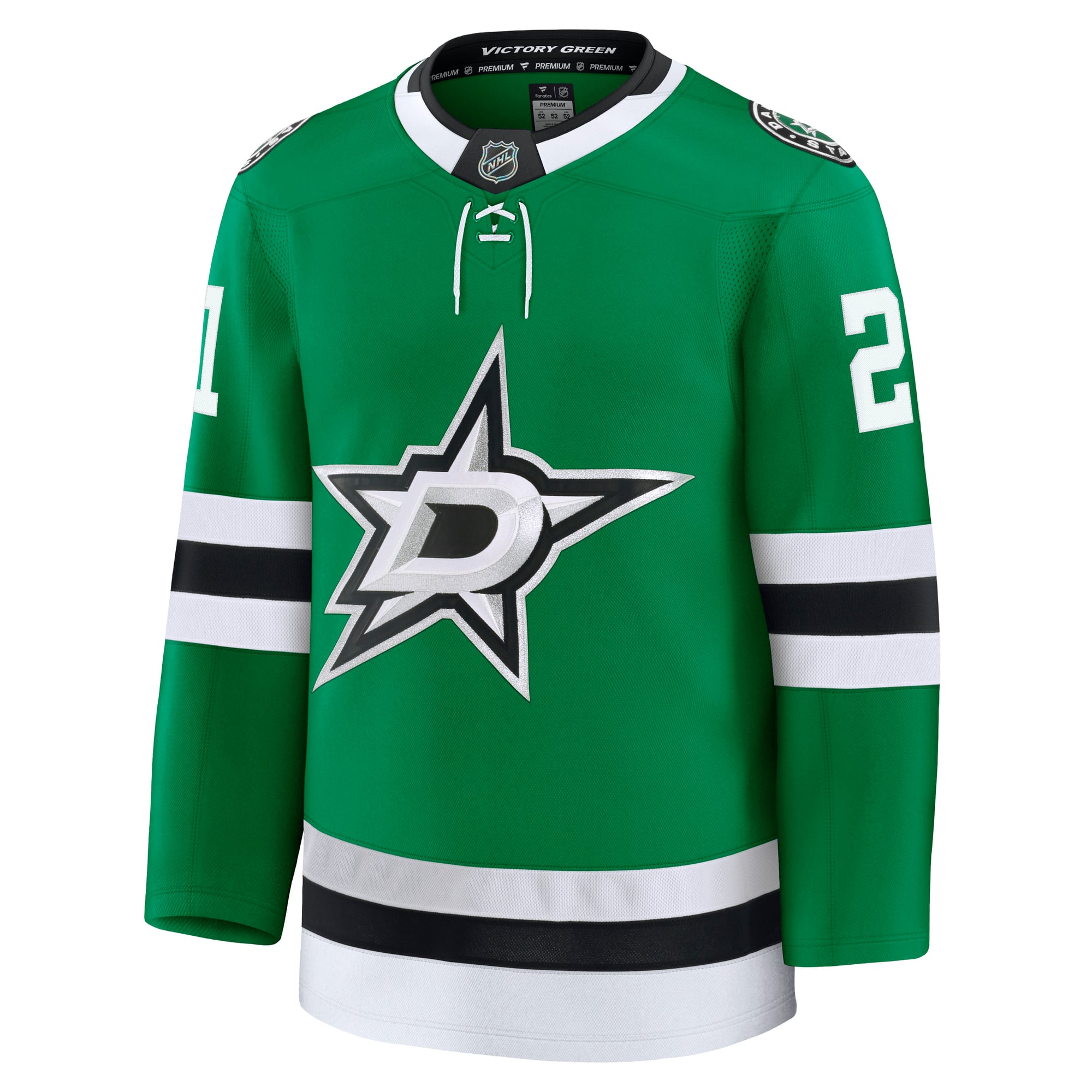 Maillot domicile premium vert Kelly de Jake Oettinger (Dallas Stars) pour homme, par Fanatics