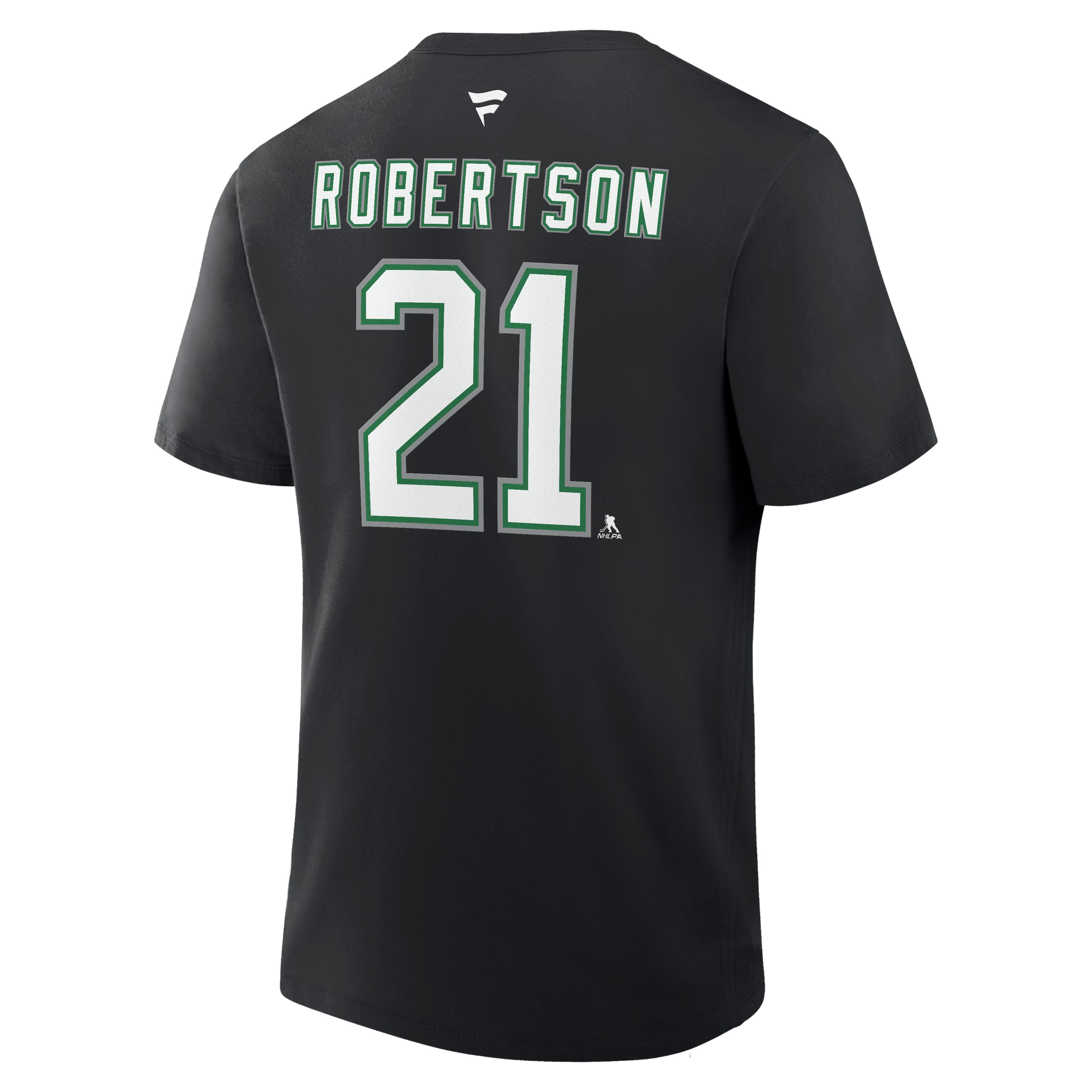 T-shirt authentique alternatif pour homme Fanatics Jason Robertson Dallas Stars, noir, avec nom et numéro superposés