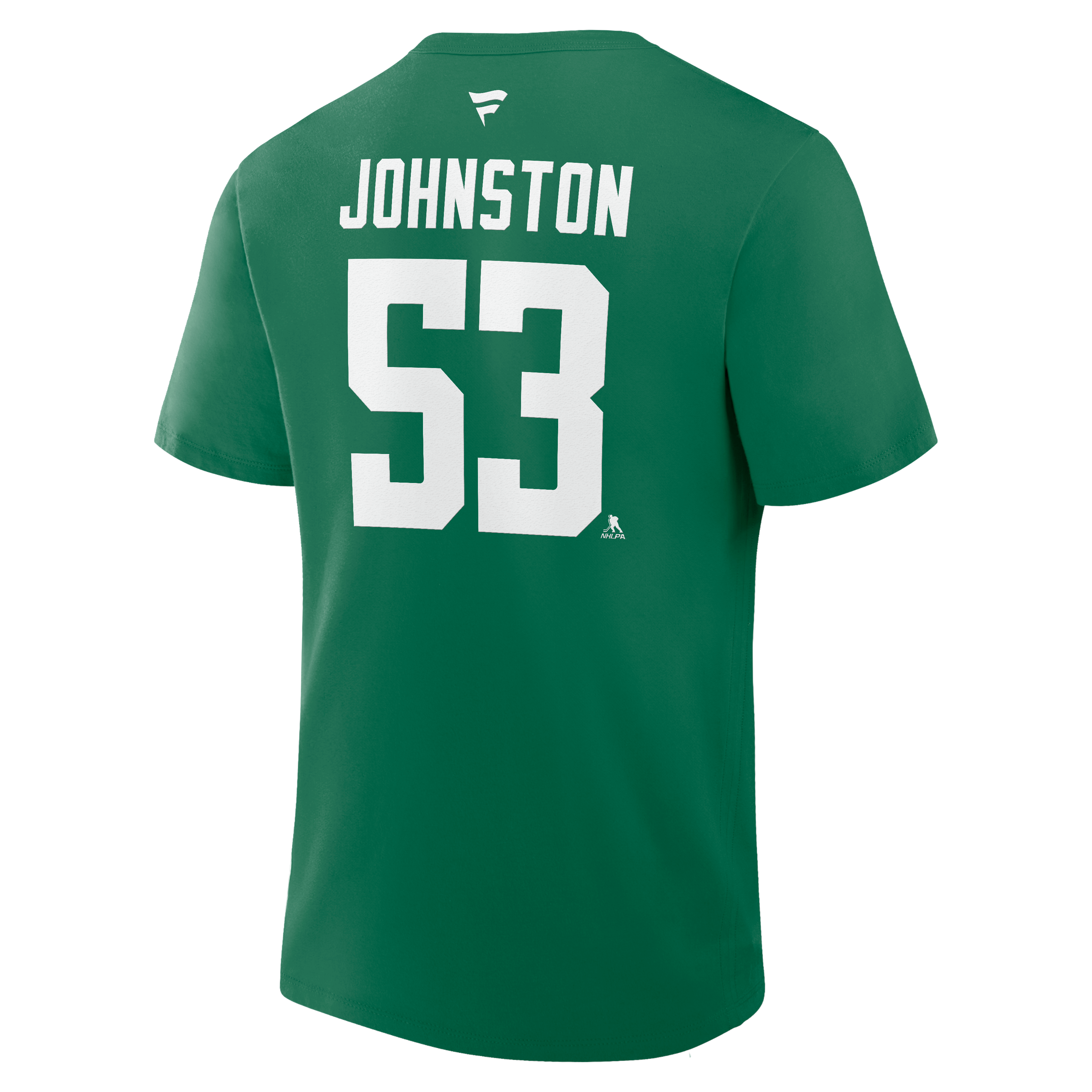 T-shirt authentique Fanatics Wyatt Johnston vert Kelly des Dallas Stars pour homme, avec nom et numéro superposés