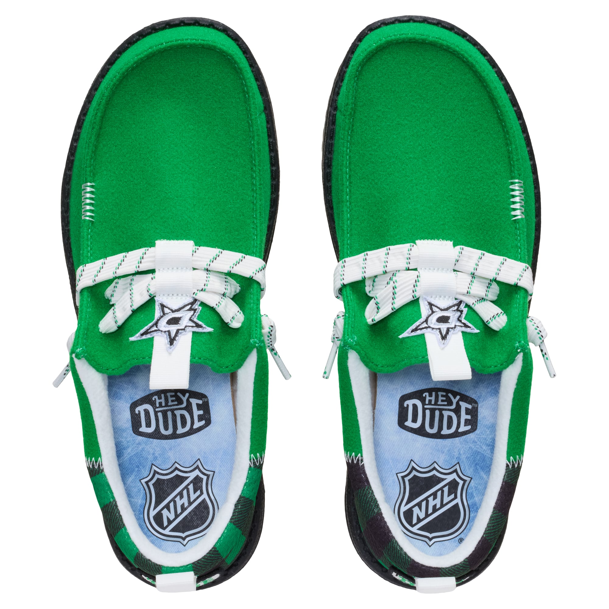 Chaussures décontractées à enfiler pour hommes Hey Dude Kelly Green Dallas Stars Wally Funk