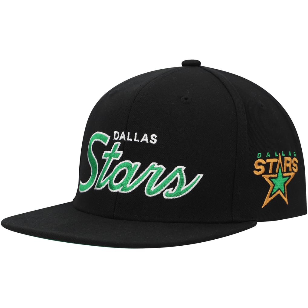 Men's Dallas Stars Mitchell & Ness Black Core Team Script 2.0 Snapback Hat