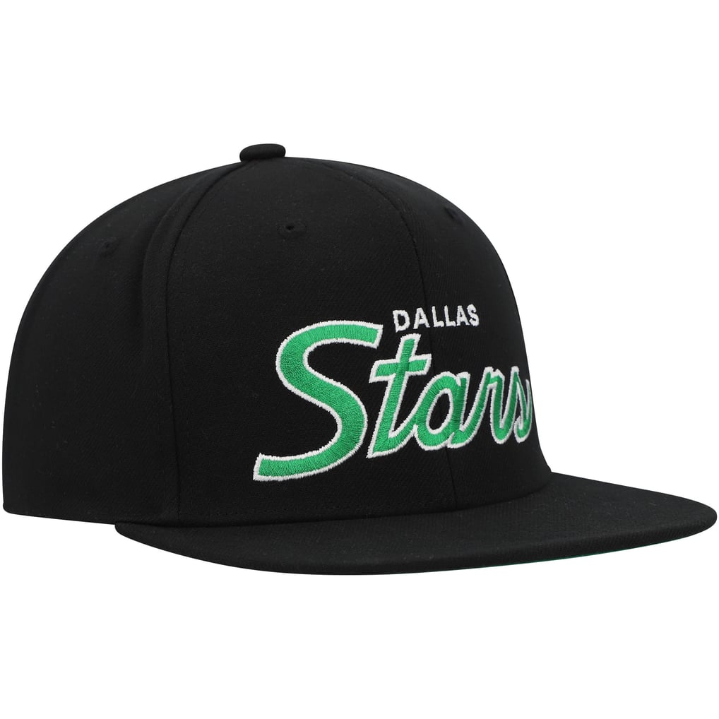 Men's Dallas Stars Mitchell & Ness Black Core Team Script 2.0 Snapback Hat