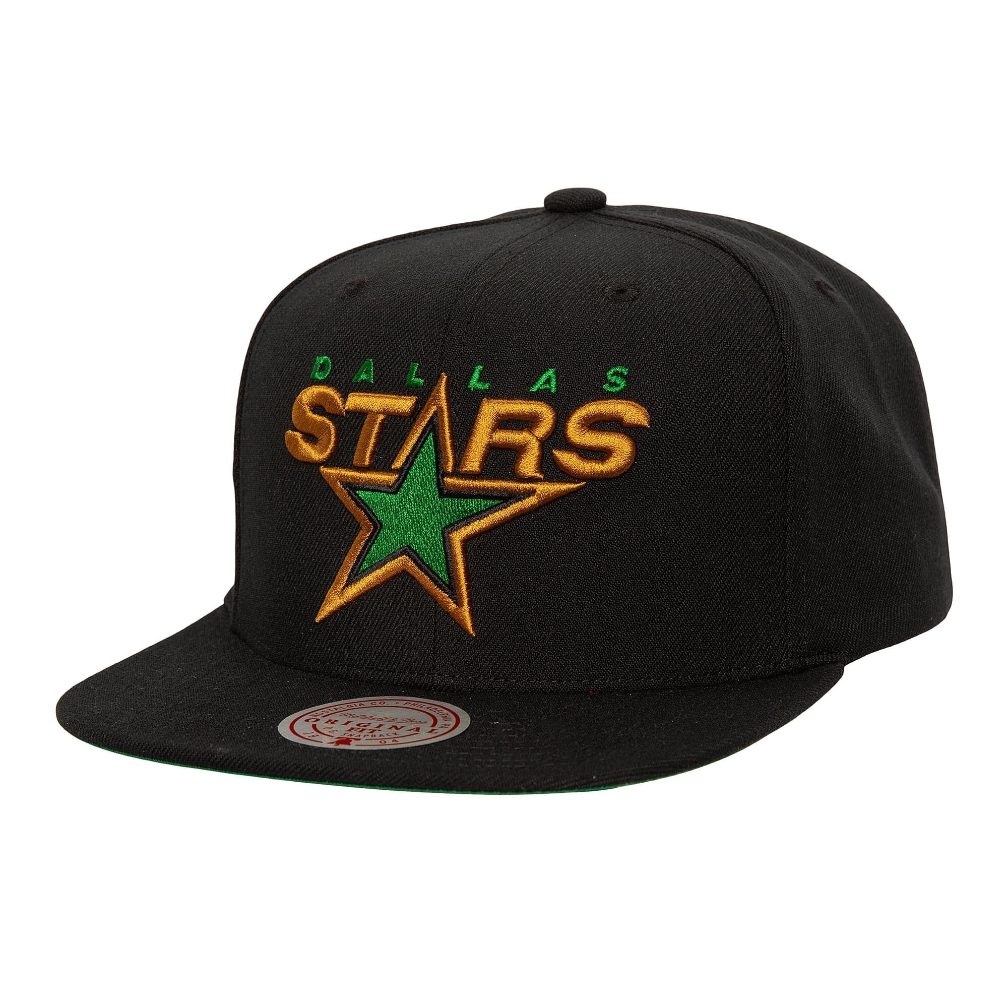 Men's Mitchell & Ness Black Dallas Stars Core Top Spot Snapback Hat