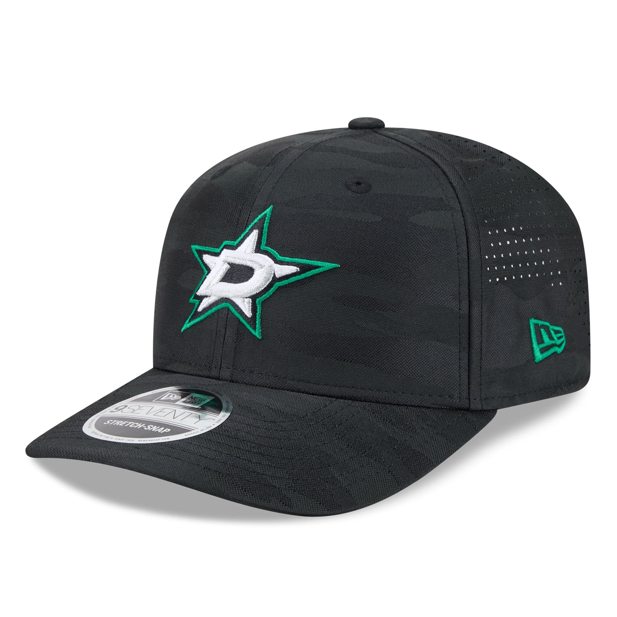 Casquette ajustable perforée New Era Dallas Stars Camo noire pour homme 9SEVENTY