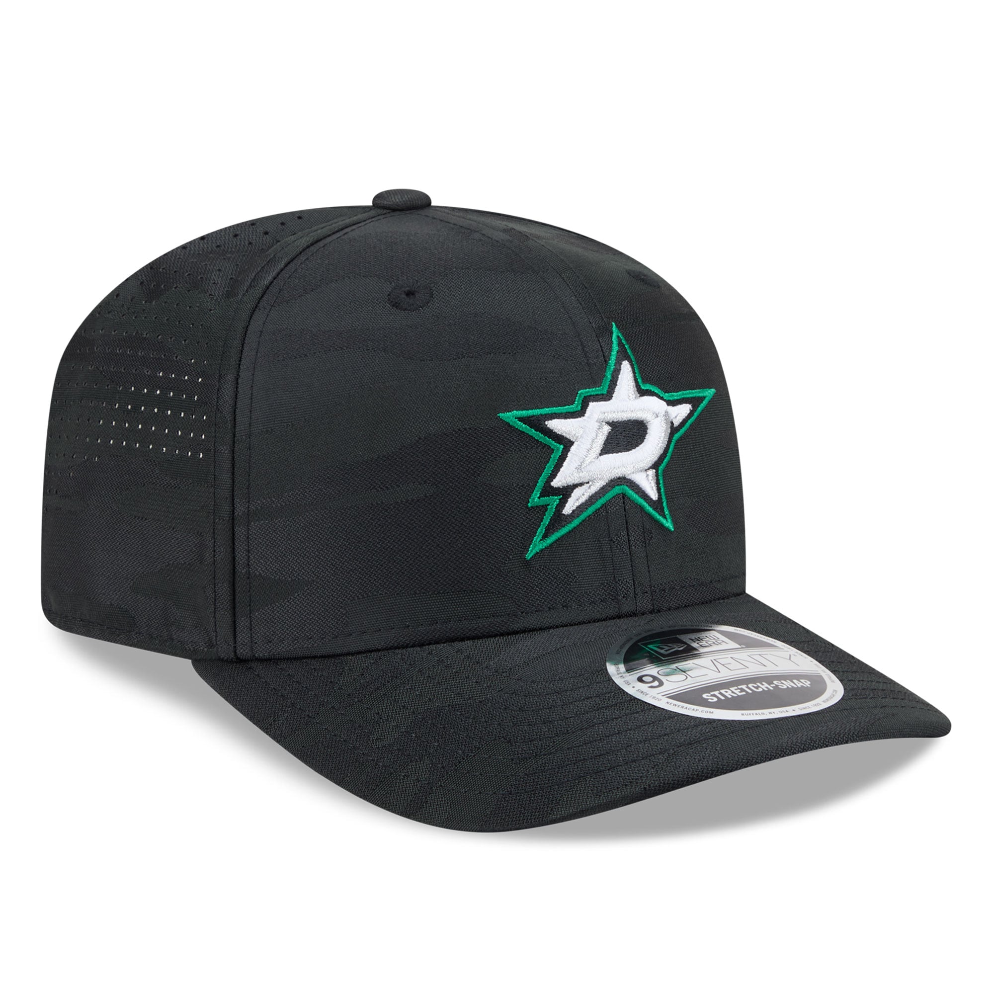 Casquette ajustable perforée New Era Dallas Stars Camo noire pour homme 9SEVENTY
