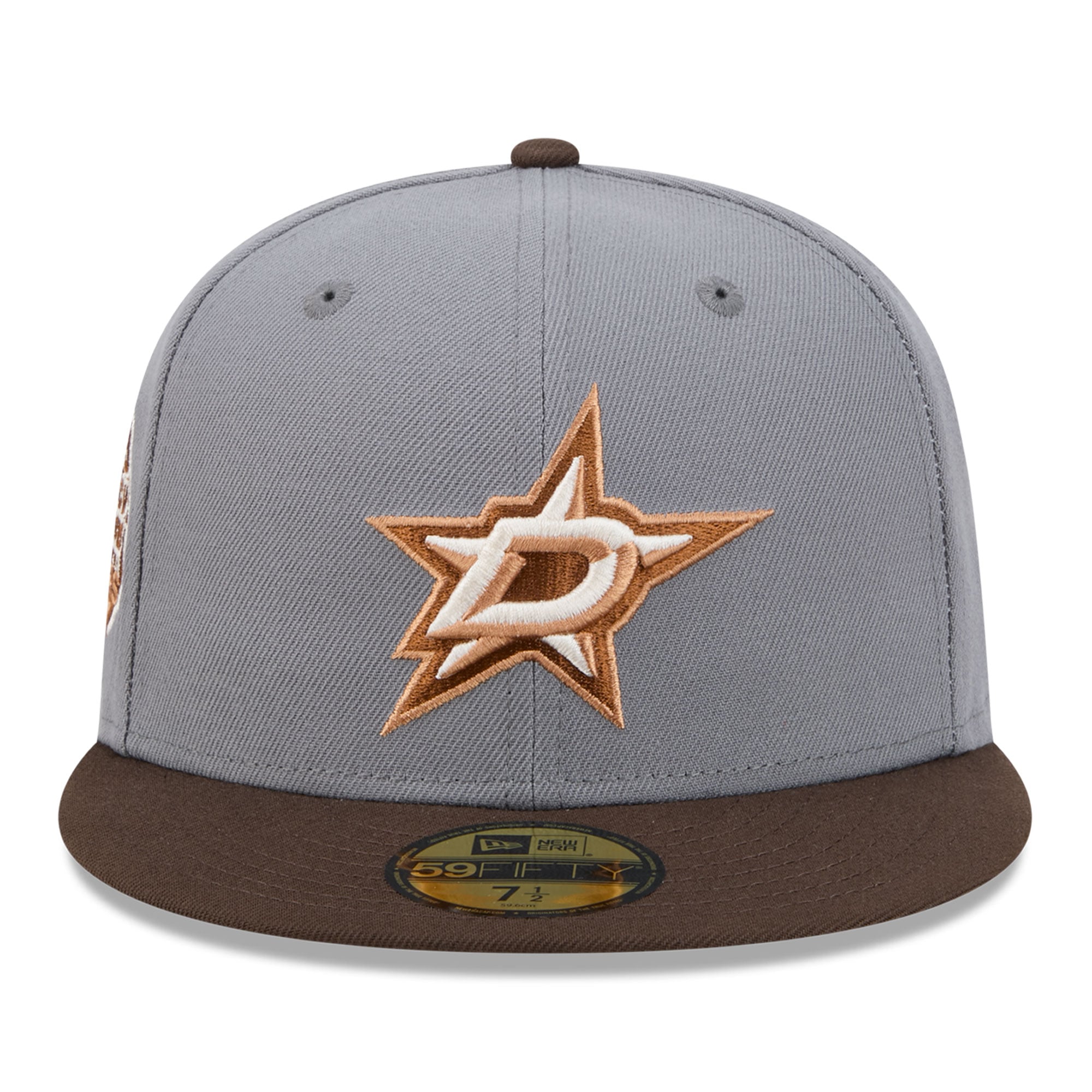 Casquette ajustée New Era 59FIFTY pour homme, coloris anthracite/marron, Dallas Stars, motif bois.
