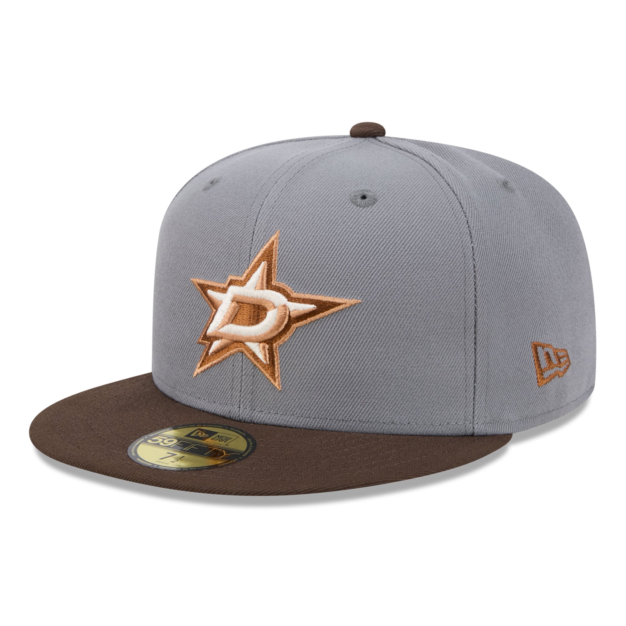 Casquette ajustée New Era 59FIFTY pour homme, coloris anthracite/marron, Dallas Stars, motif bois.