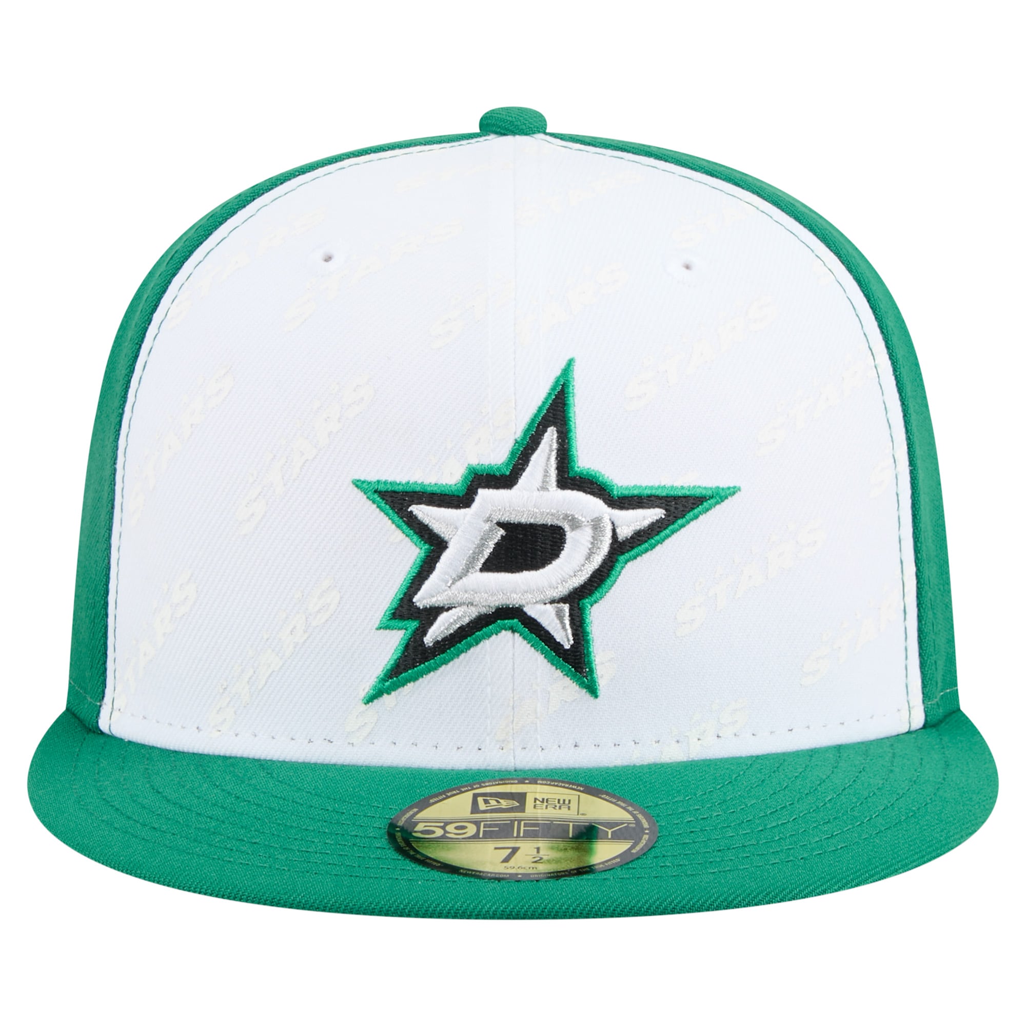 Casquette ajustée New Era 59FIFTY pour homme, blanche et vert Kelly, motif Dallas Stars Repeat Two-Tone