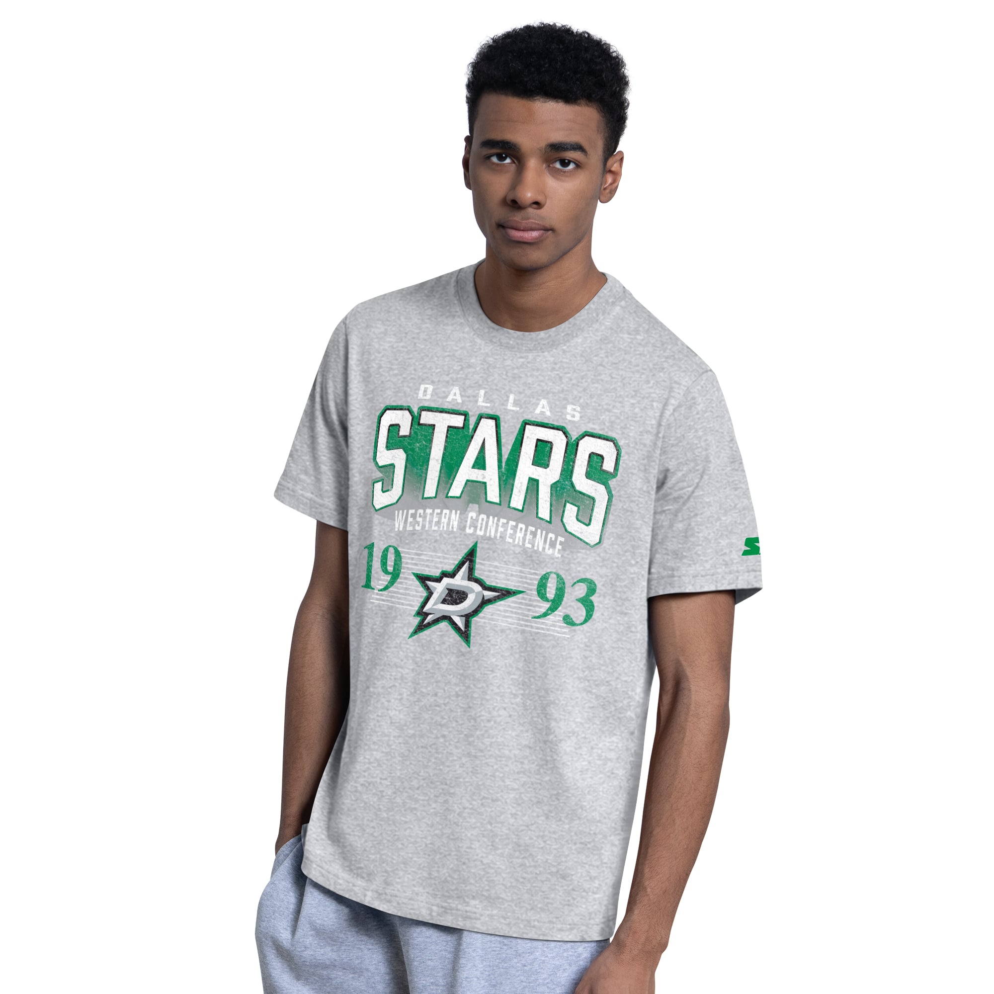 Lot de deux t-shirts Starter pour homme, vert Kelly/gris chiné, Dallas Stars