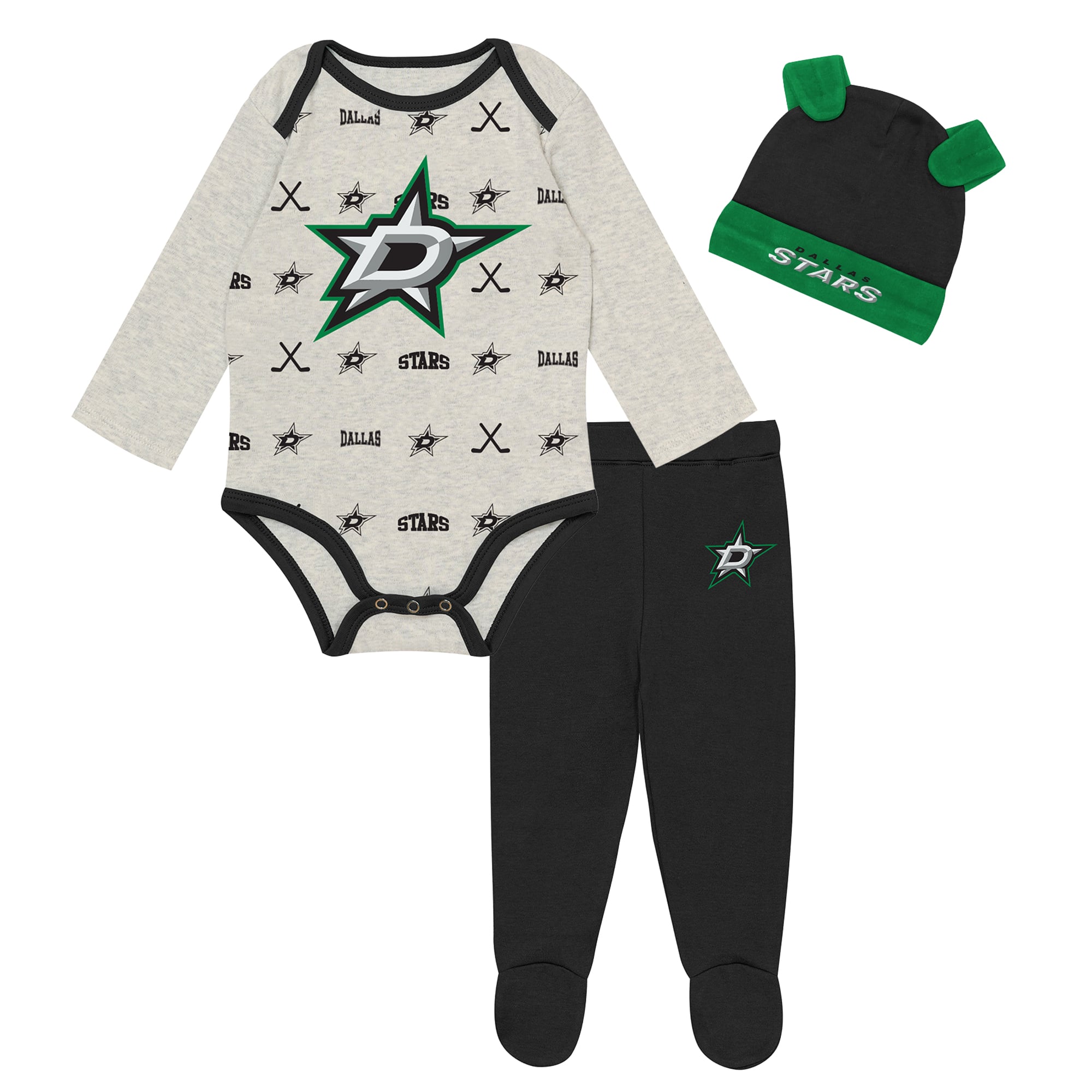 Ensemble trois pièces pour nouveau-né Outerstuff Heathered Bone Dallas Stars Huddles and Giggles