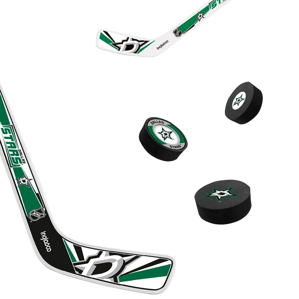 Ensemble de huit mini bâtons de hockey et rondelle en mousse The Sports Vault Dallas Stars