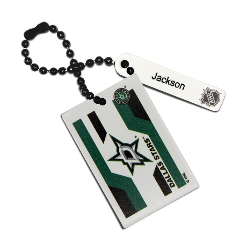 Dallas Stars White Logo Personalized Leather Rectangle Bag Tag