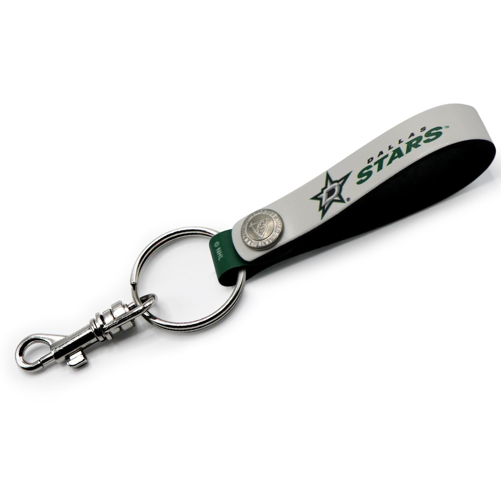 Dallas Stars White Personalized Leather Loop Keychain