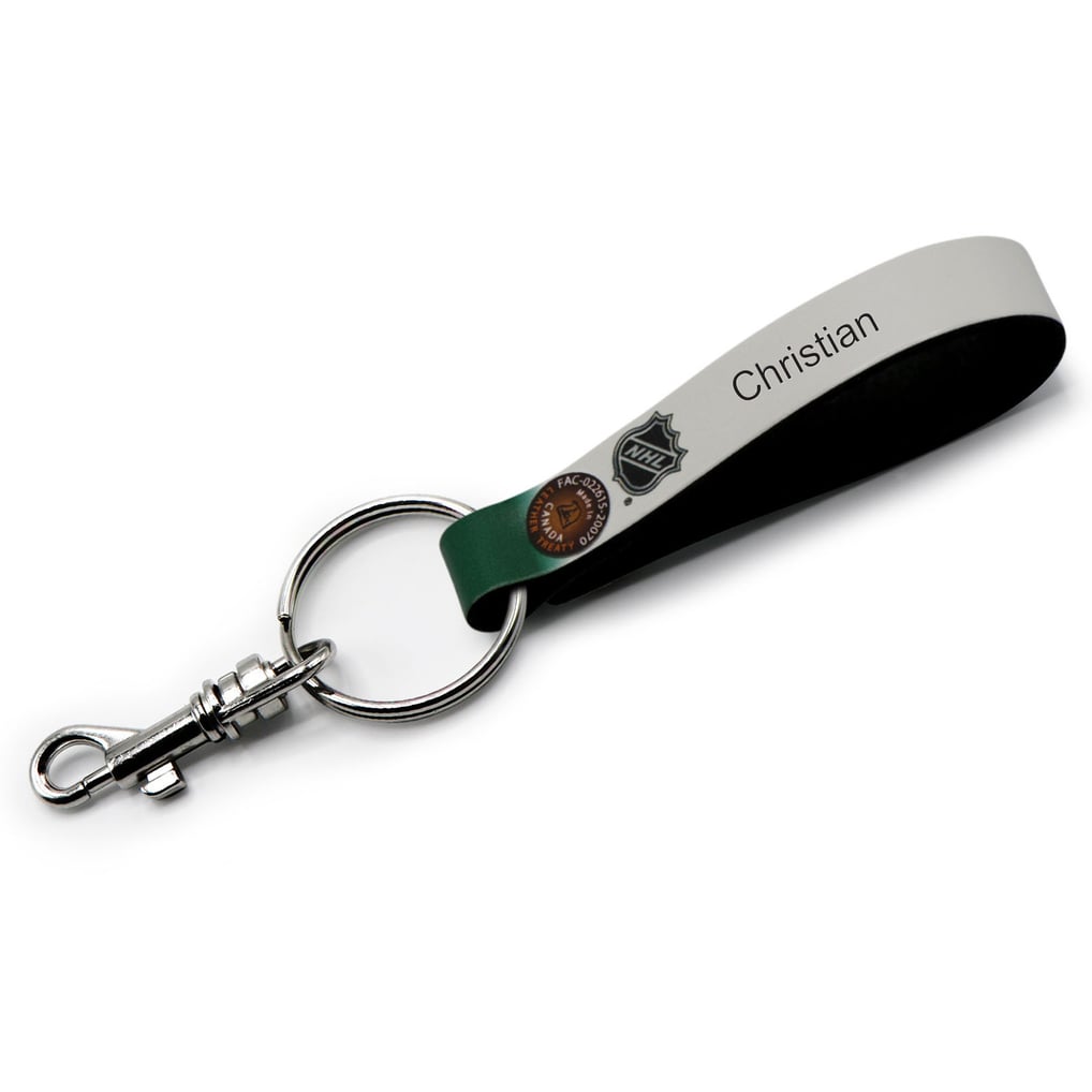 Dallas Stars White Personalized Leather Loop Keychain