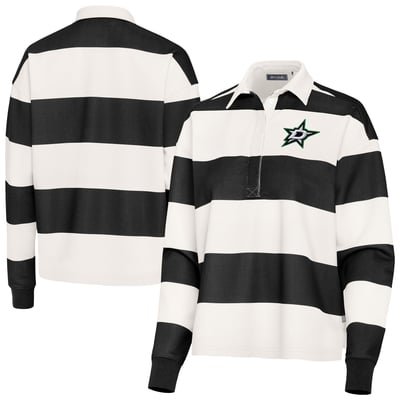 Dallas Stars Antigua Women's Banner Rugby Long Sleeve Polo - Black/Cream