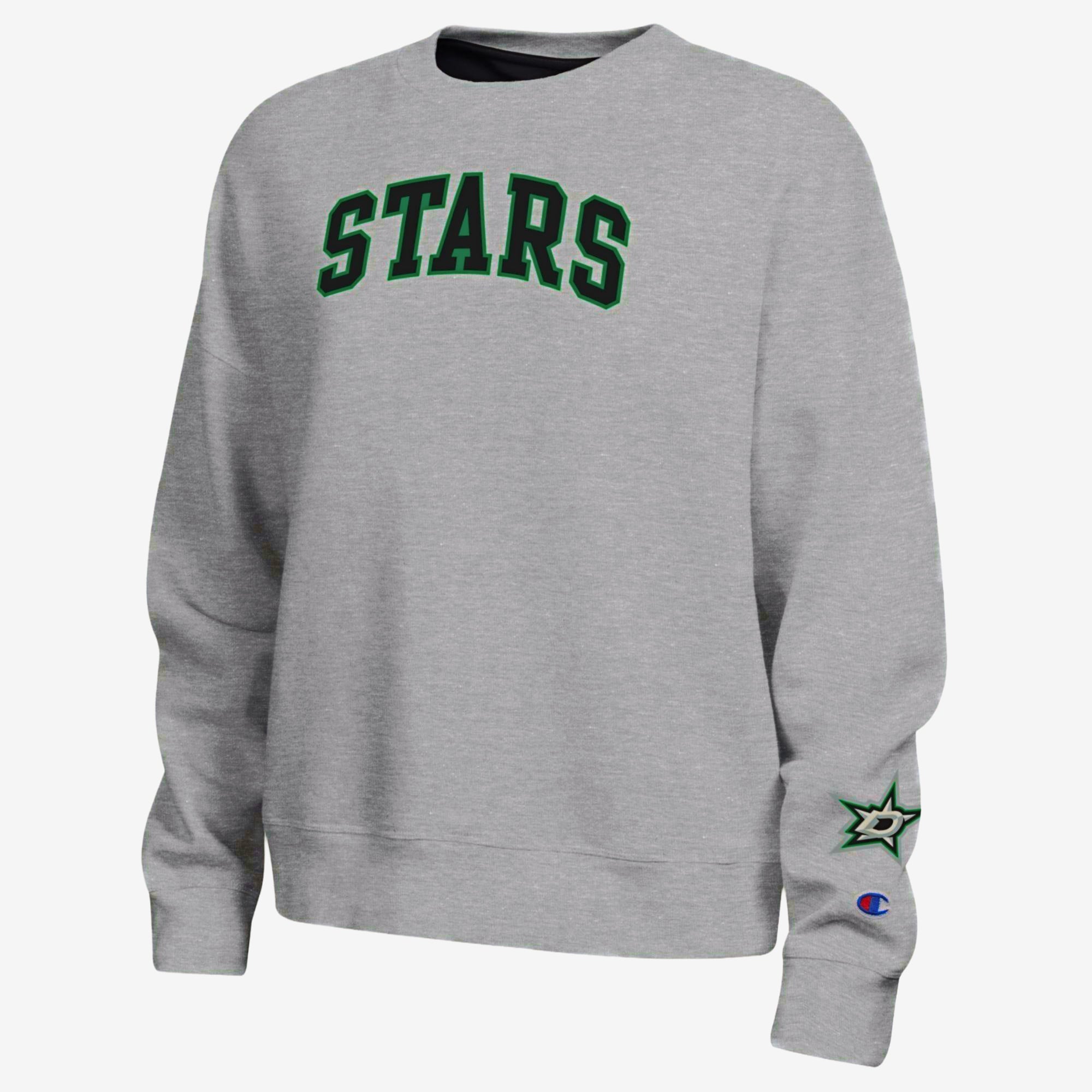 Women's Champion  Heather Gray Dallas Stars Applique Crewneck Sweatshirt