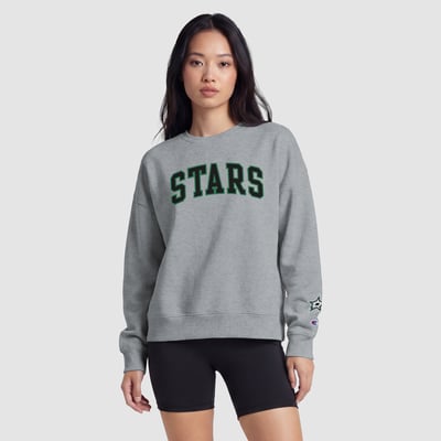 Women's Dallas Stars  Champion Heather Gray Applique Crewneck Sweatshirt