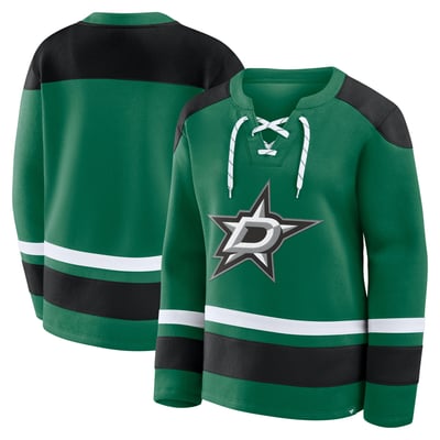Women's Dallas Stars  Fanatics Green Icing Long Sleeve Lace Up Sweatshirt