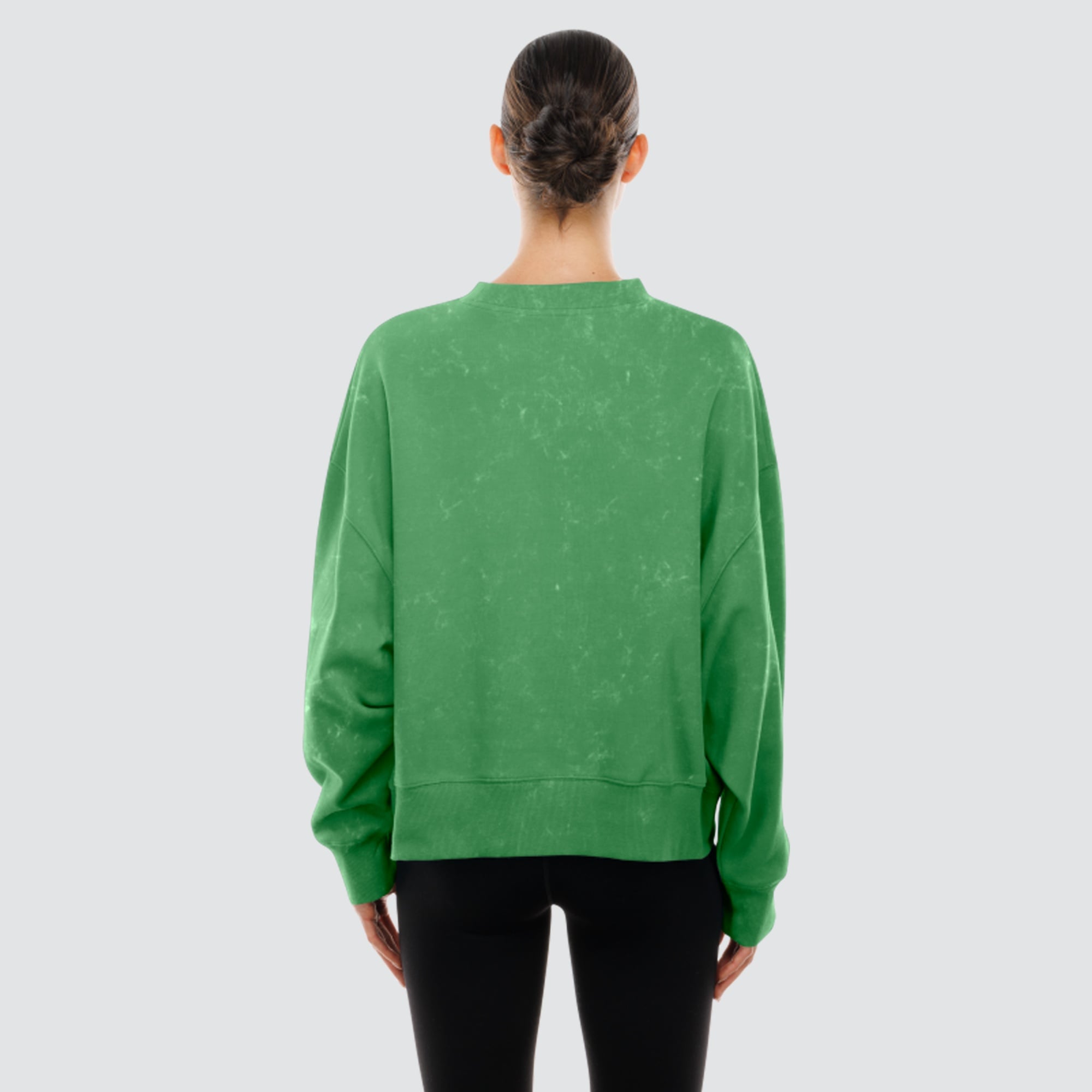 Women's New Era  Kelly Green Dallas Stars Throwback Mineral Wash French Terry Crew Sweatshirt