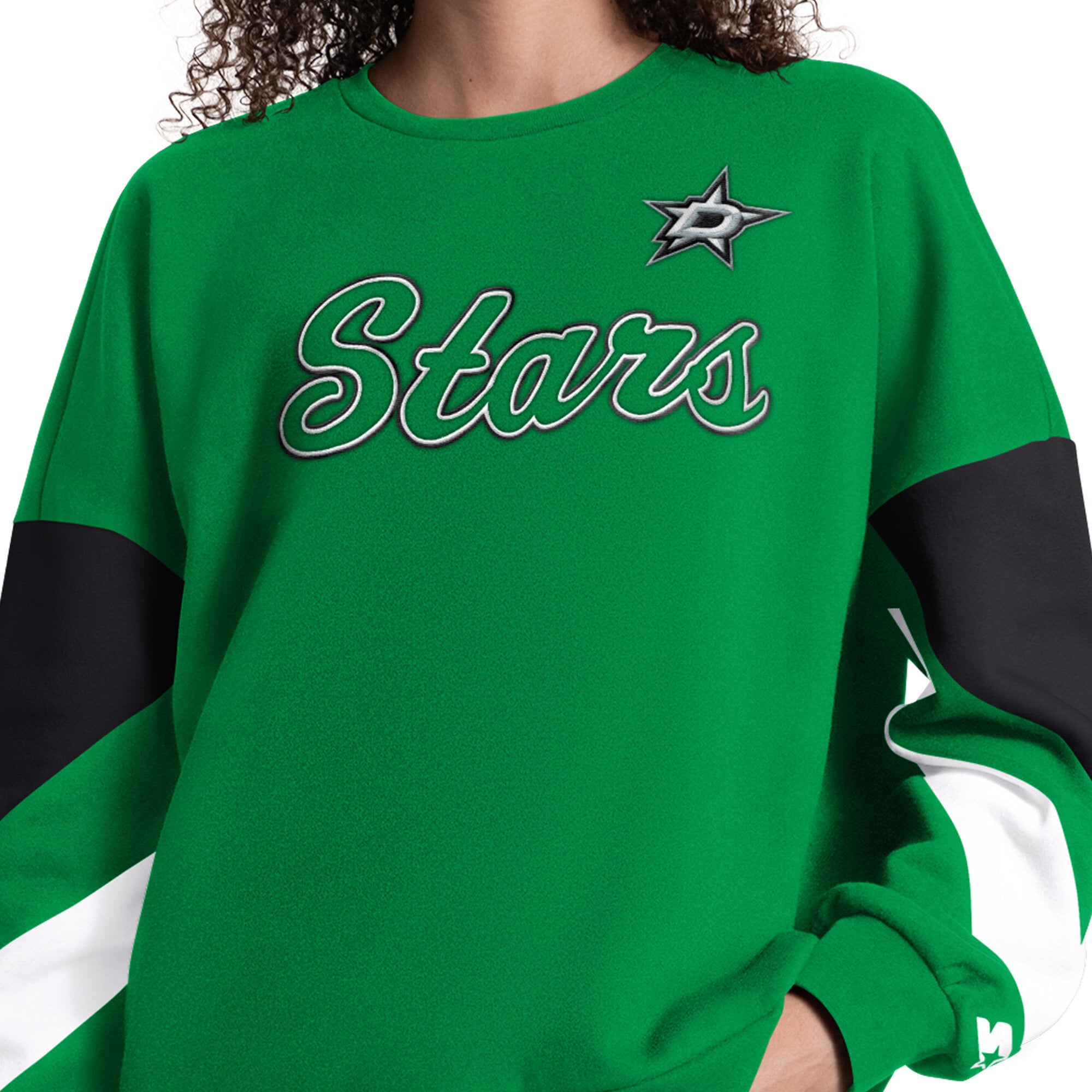 Sweat-shirt à manches longues et color block vert Kelly des Dallas Stars de Starter pour femme