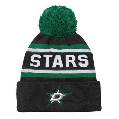 Dallas Stars Youth Jacquard Cuffed Knit Hat with Pom - Black
