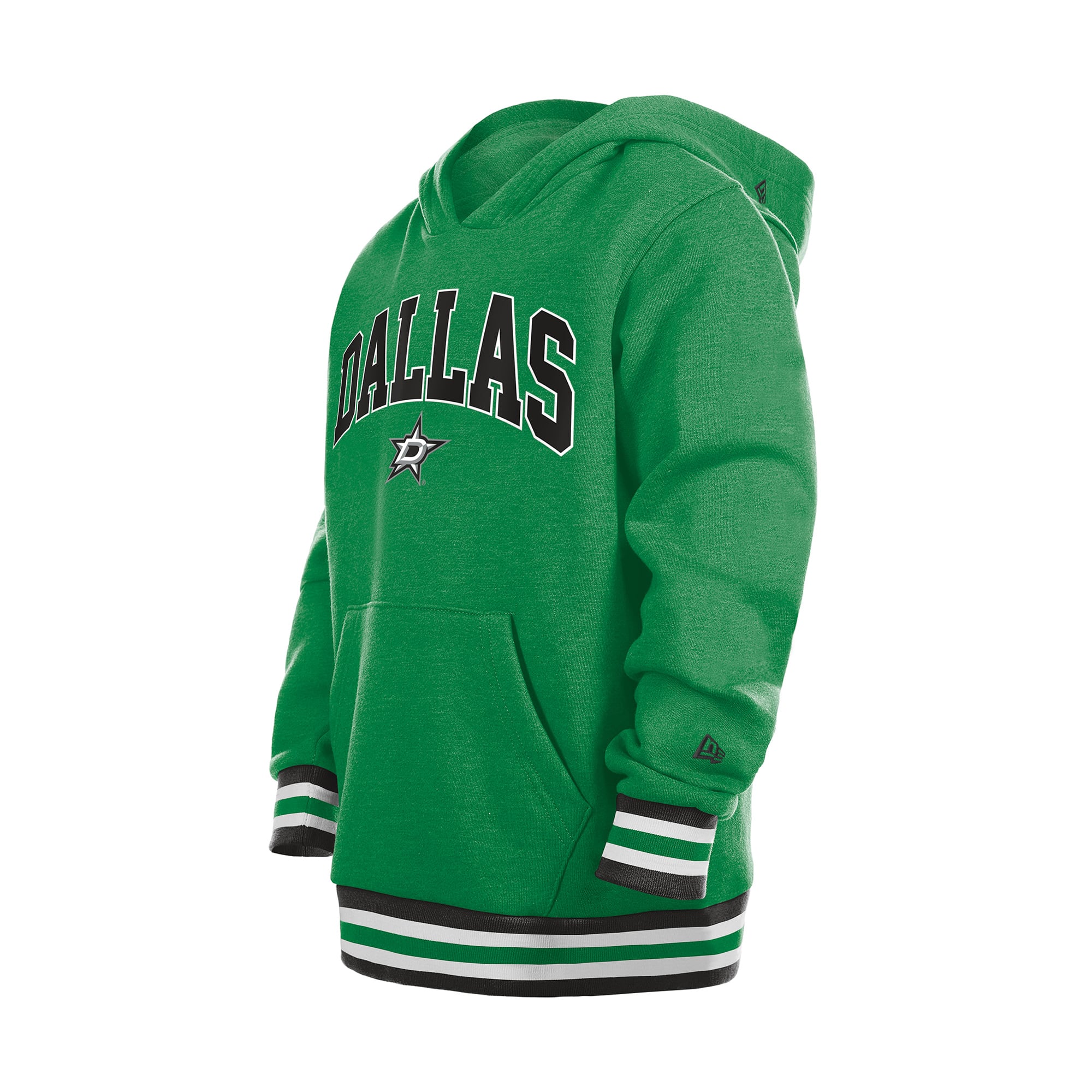 Sweat à capuche New Era vert Dallas Stars pour jeunes, avec bordure en maille.
