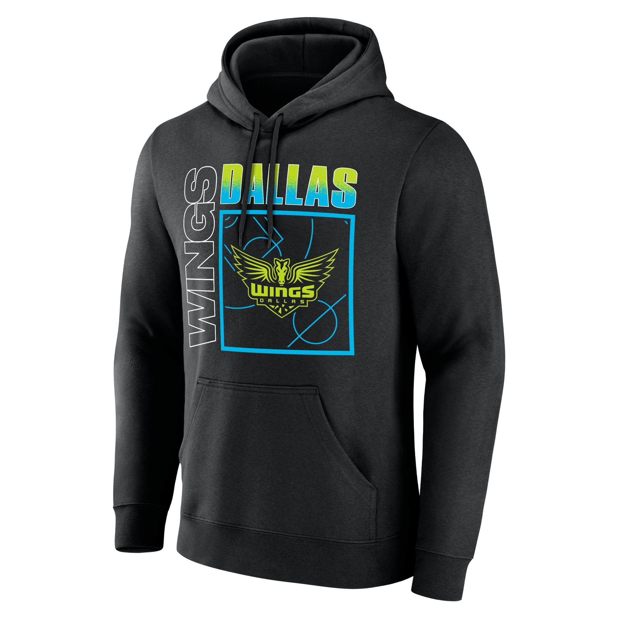 Sweat à capuche noir Dallas Wings Home Court Pop pour homme, personnalisé avec nom et numéro.