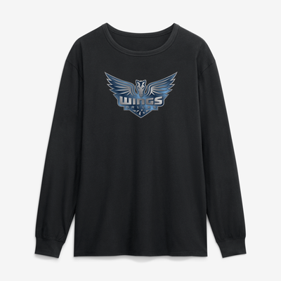 Dallas Wings  Metallic Mascot Long Sleeve T-Shirt - Black