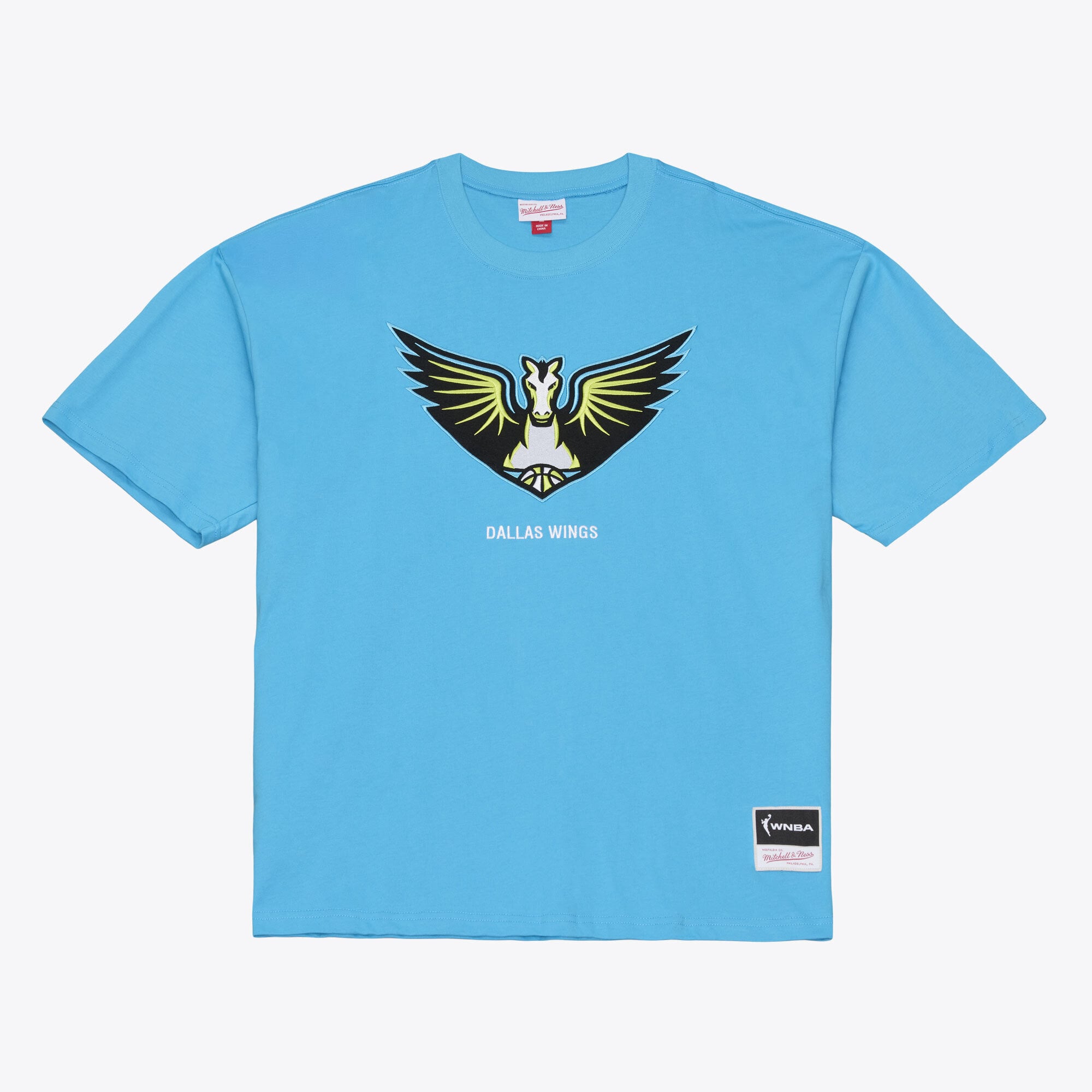 Men's Mitchell & Ness Cyan Dallas Wings Logo Boxy T-Shirt