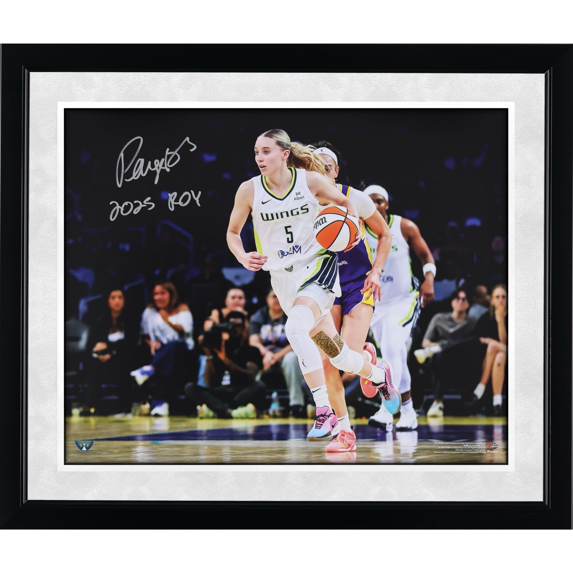Paige Bueckers Dallas Wings Autographed 16" x 20" Dribbling Photograph with "2025 ROY" Inscription