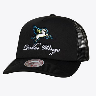 Dallas Wings Mitchell & Ness Unisex Script Pro Pinch Adjustable Trucker Hat - Black
