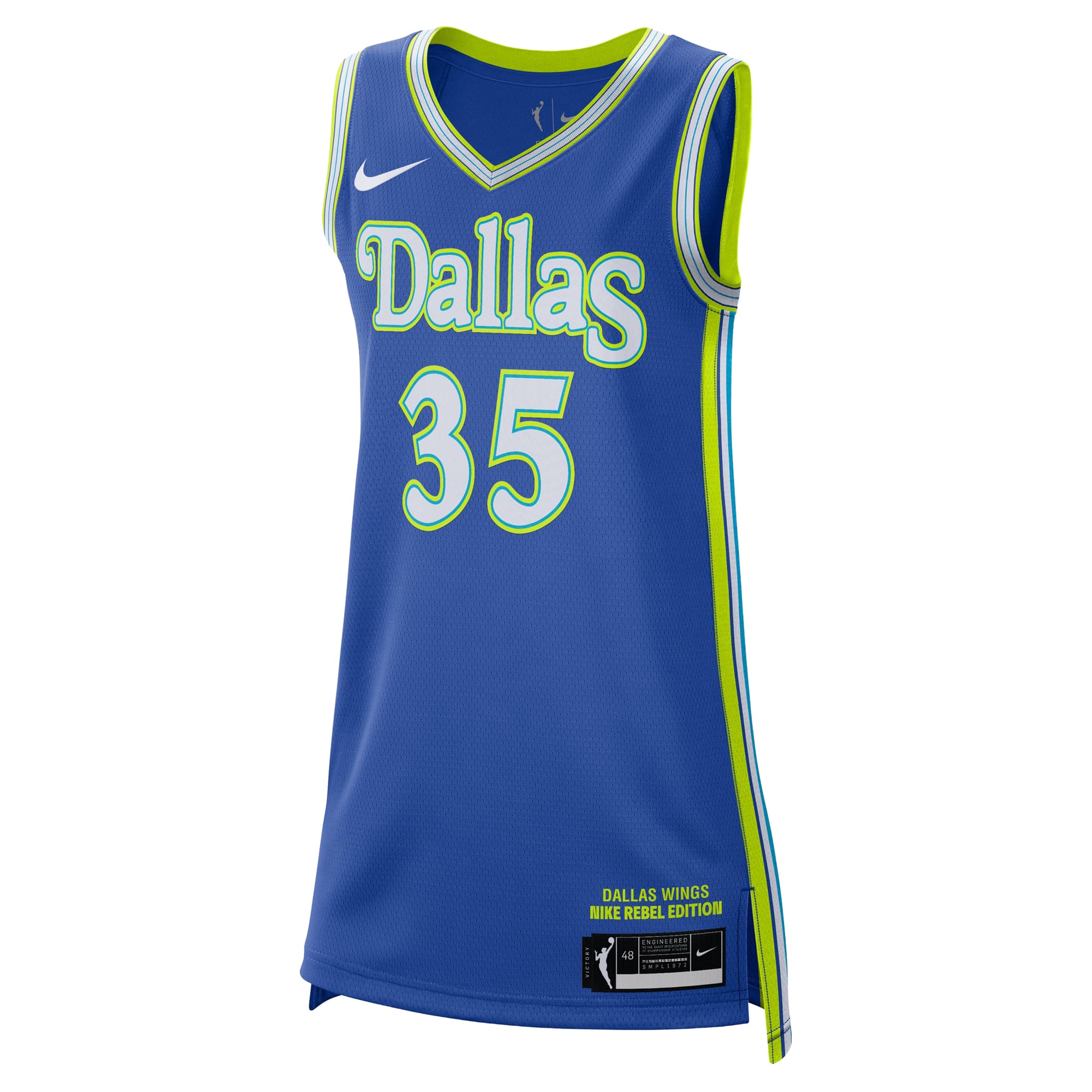 Unisex Nike Azzi Fudd Blue Dallas Wings Victory Jersey - Rebel Edition